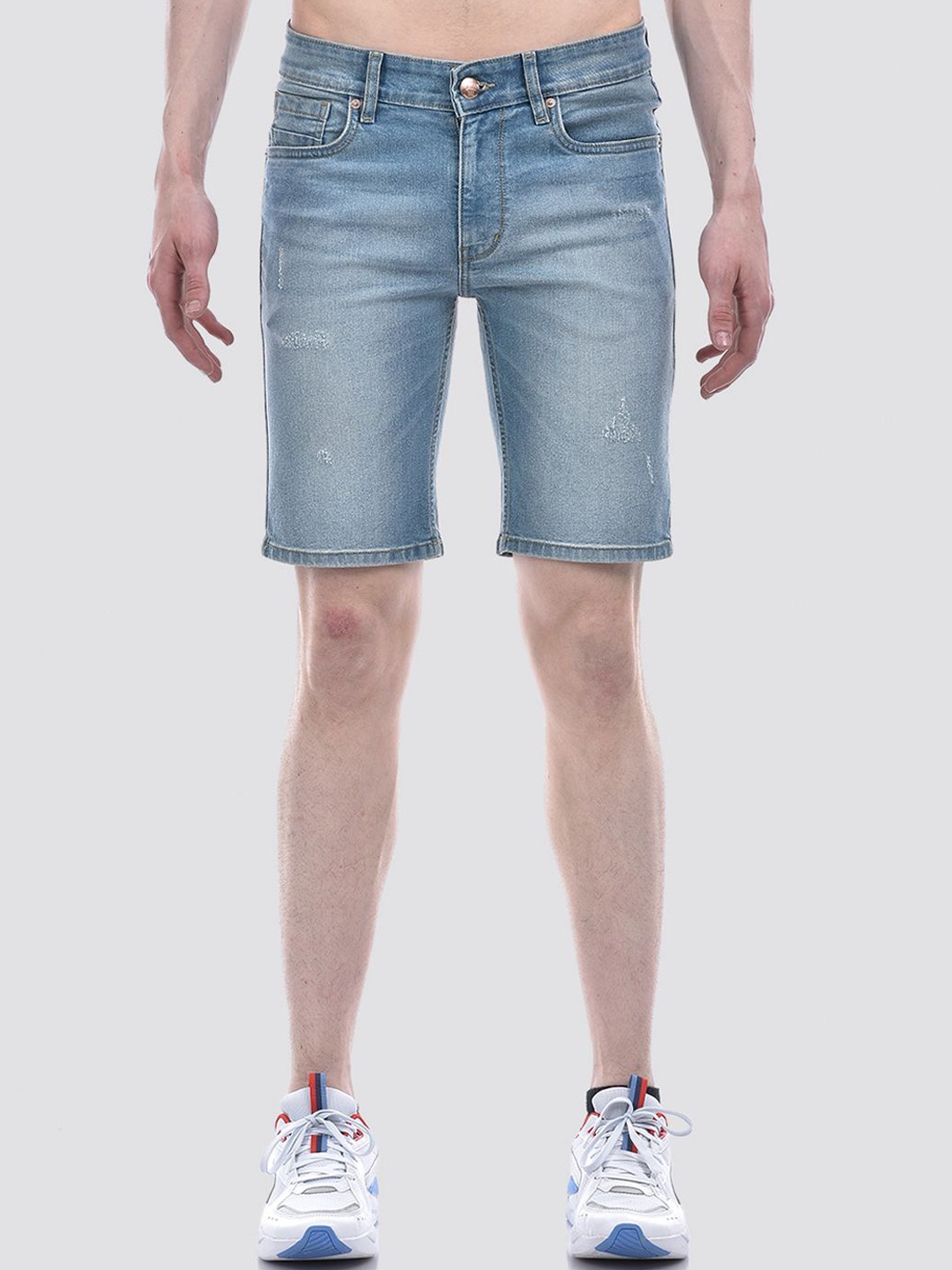 

Numero Uno Men Mid-Rise Washed Cotton Denim Shorts, Blue