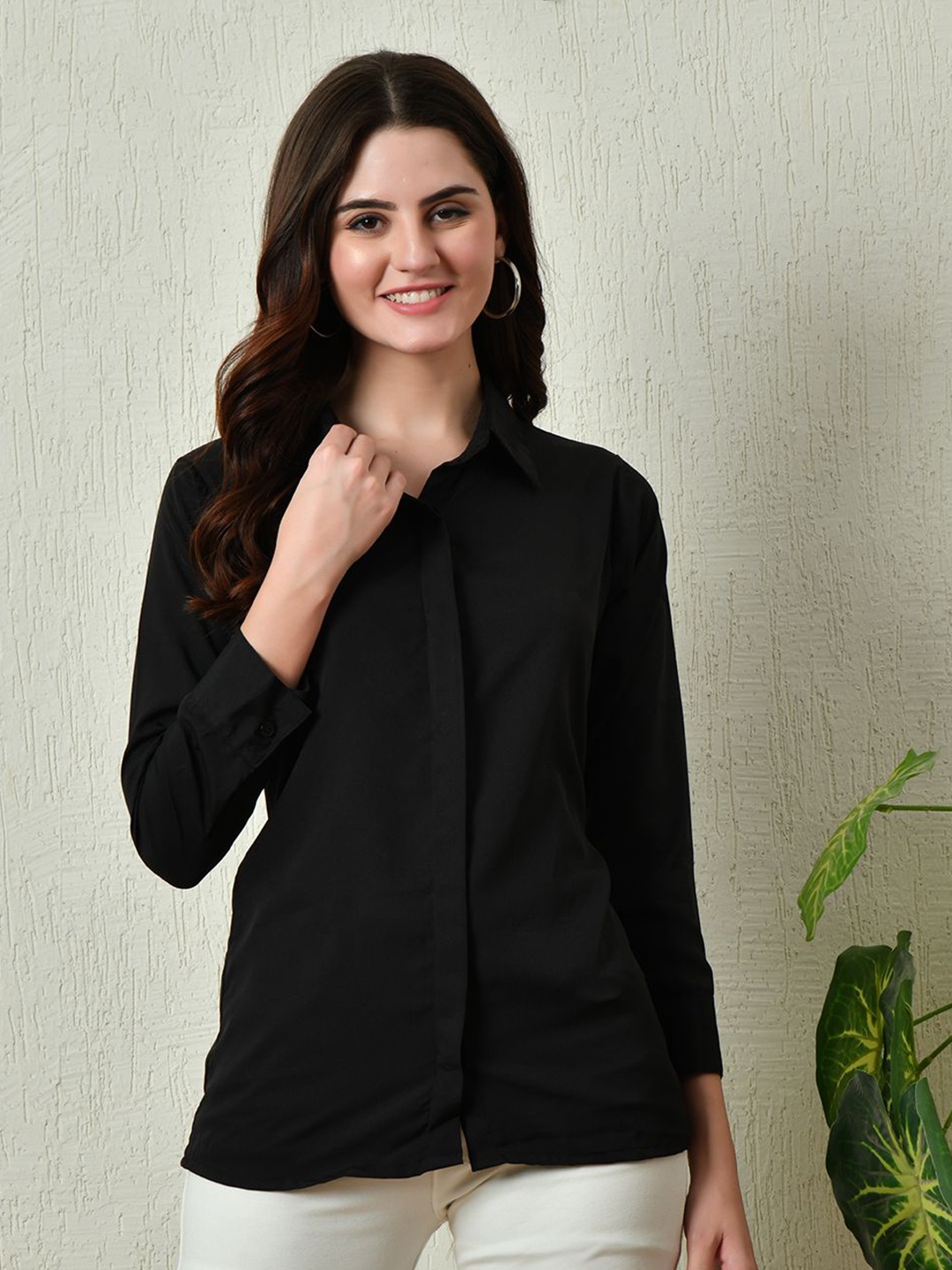 

KALINI Women Comfort Opaque Casual Shirt, Black