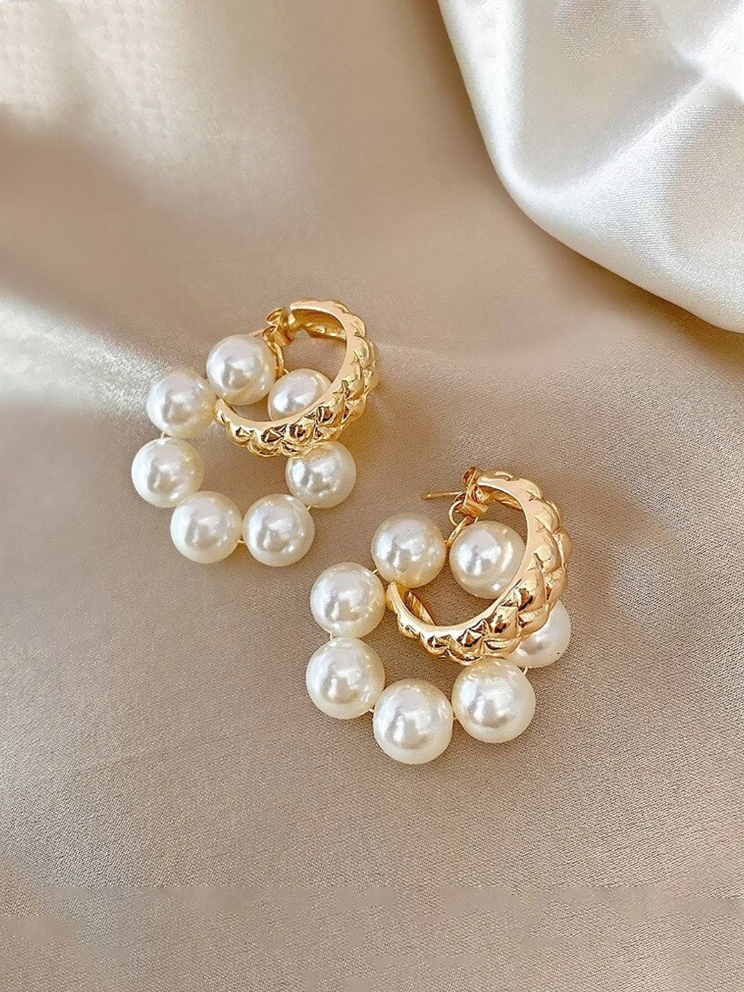 

Unwind by Yellow Chimes Gold Plated Pearls Drop Earrings