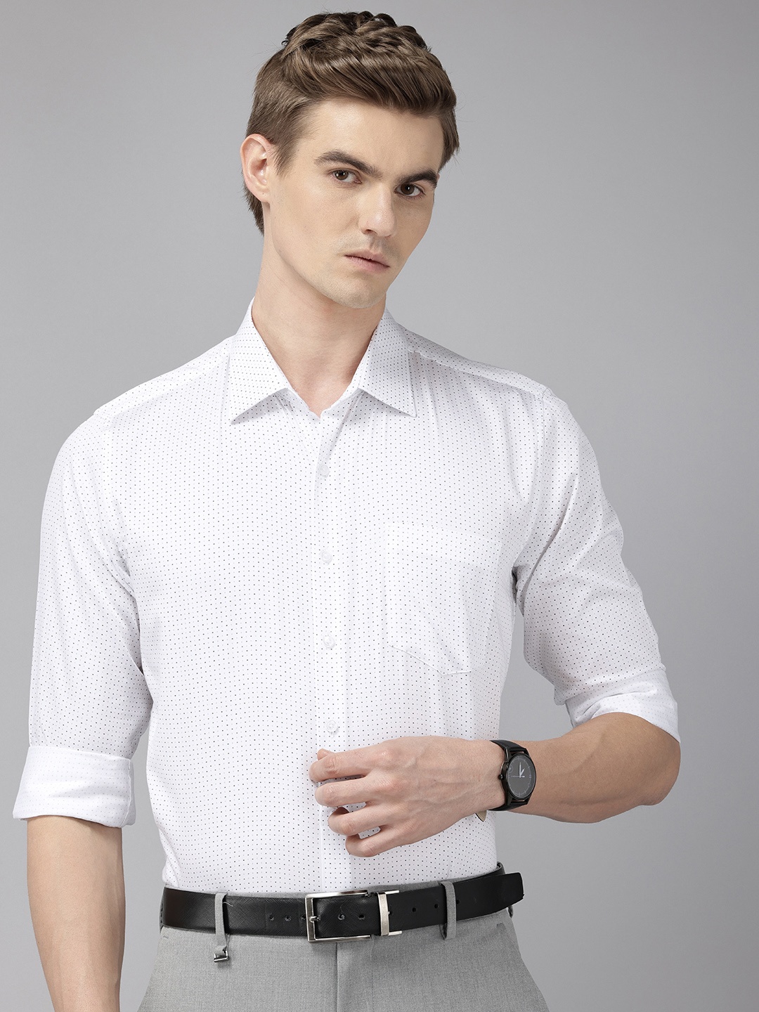 

Van Heusen Slim Fit Opaque Printed Pure Cotton Formal Shirt, White