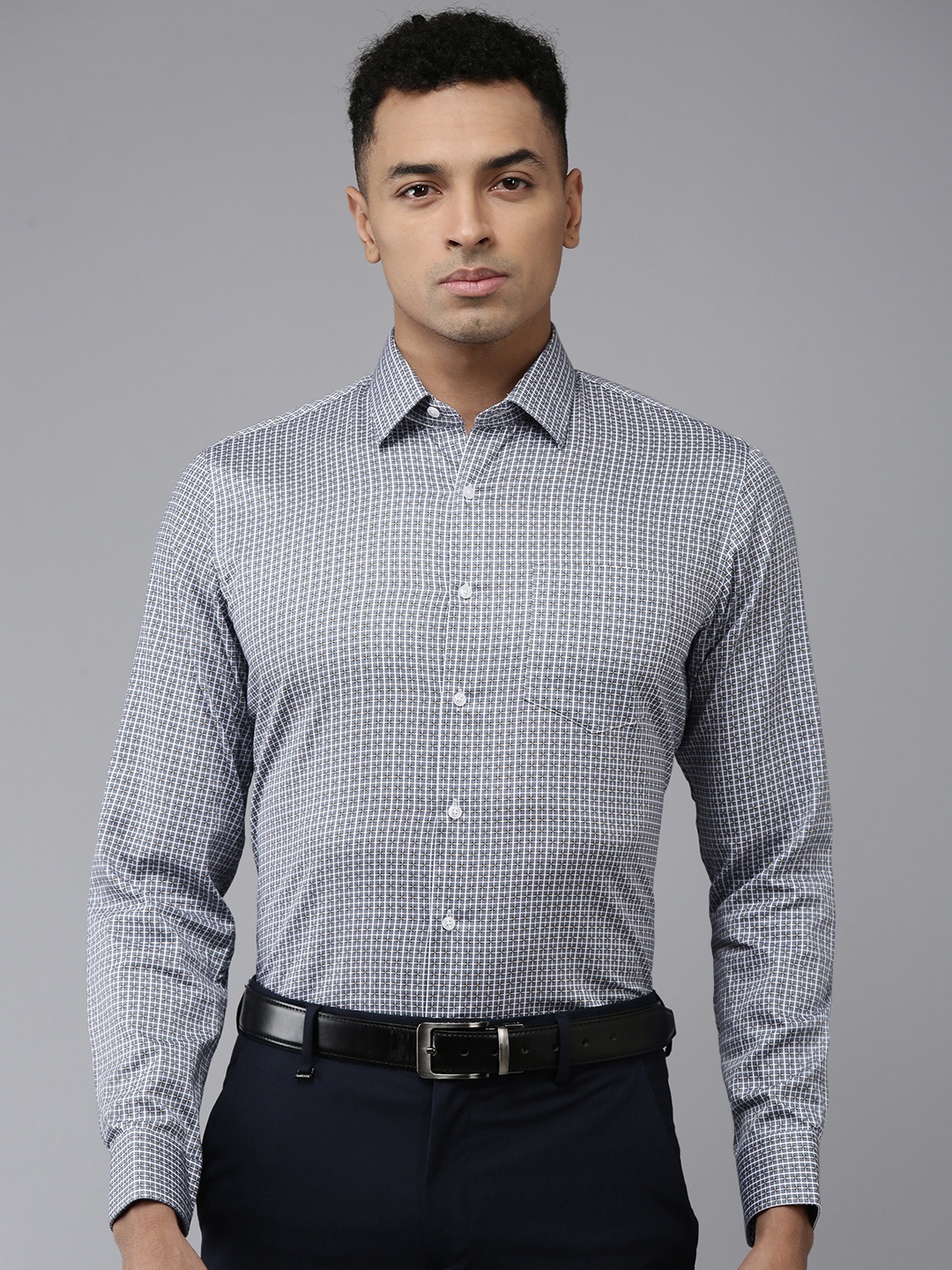 

Van Heusen Pure Cotton Slim Fit Opaque Printed Formal Shirt, Grey