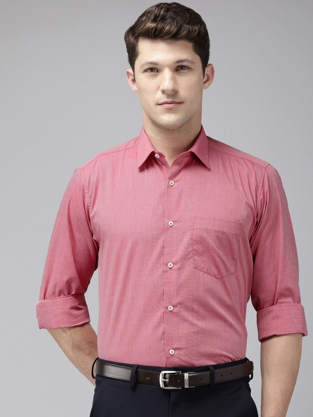 

Van Heusen Custom Fit Opaque Pure Cotton Formal Shirt, Red