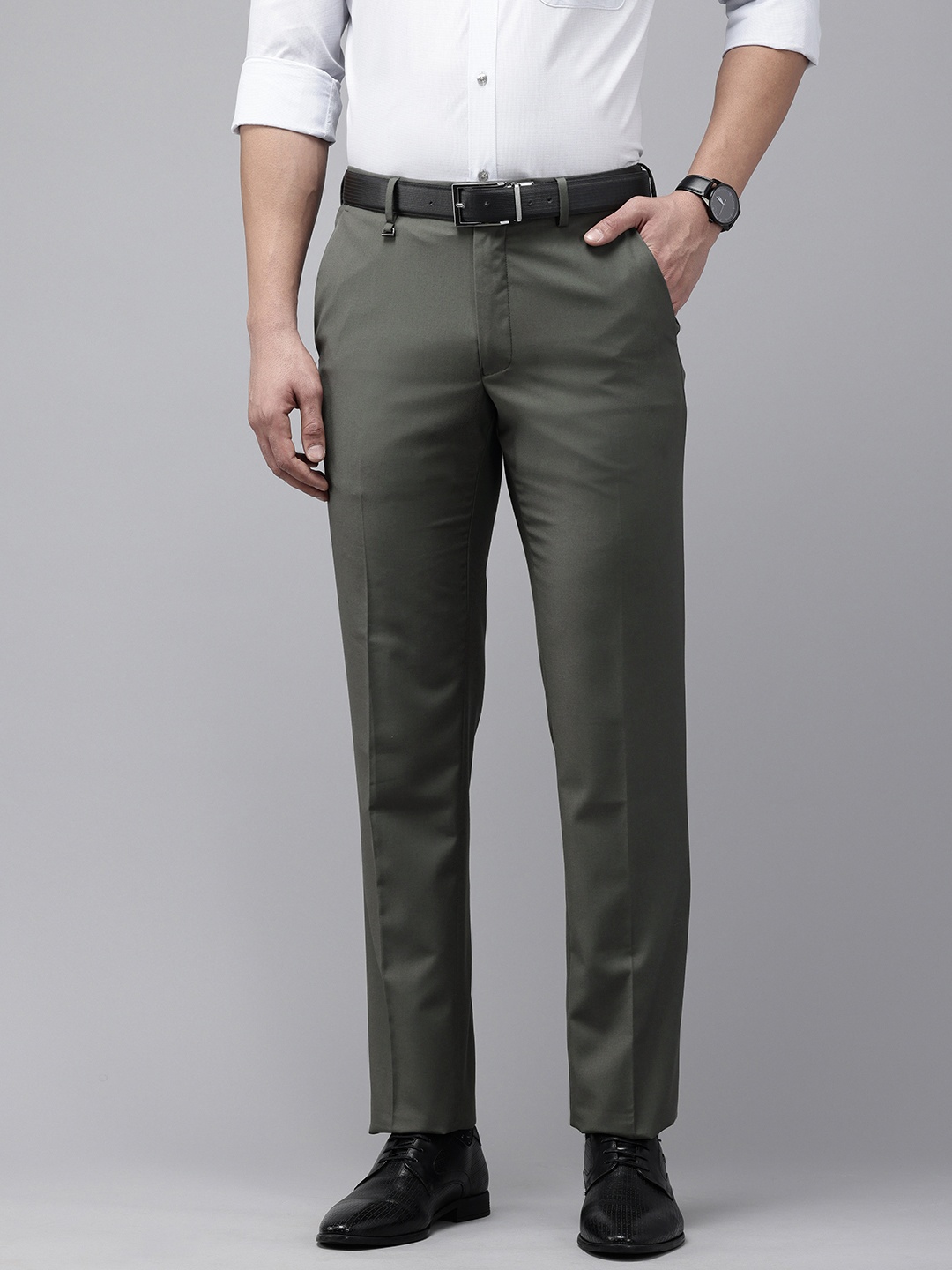 

Van Heusen Men Slim Fit Formal Trousers, Olive