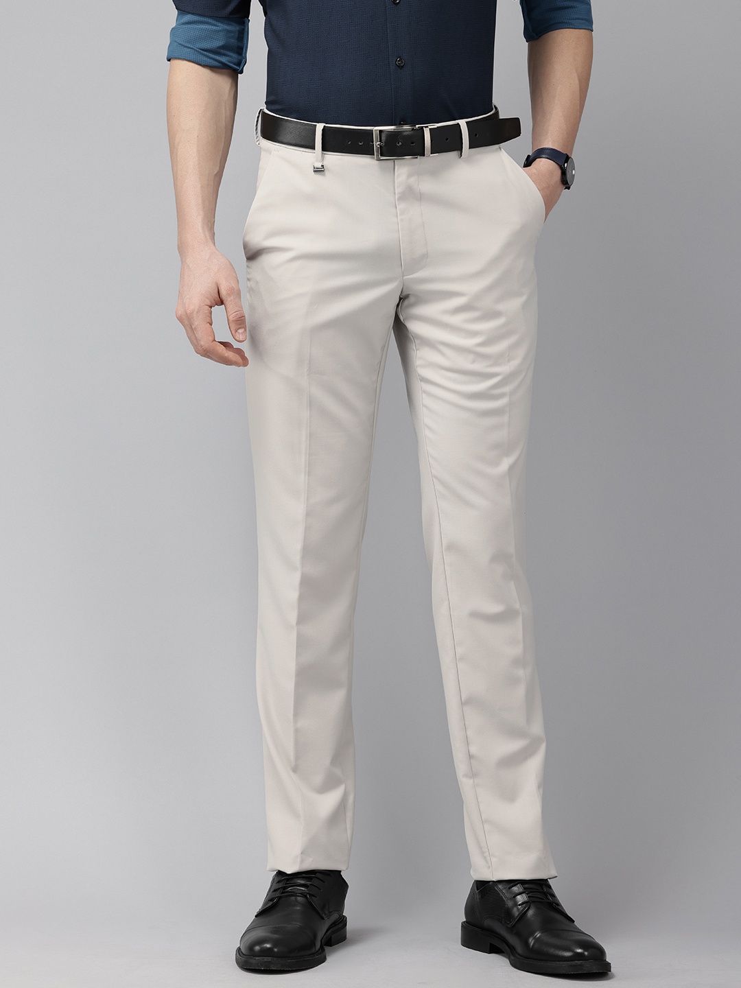 

Van Heusen Men Slim Fit Formal Trousers, Taupe