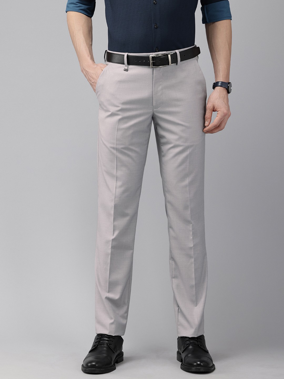 

Van Heusen Men Slim Fit Formal Trousers, Grey