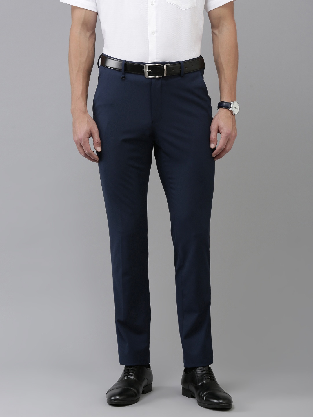 

Van Heusen Men Slim Fit Formal Trousers, Navy blue