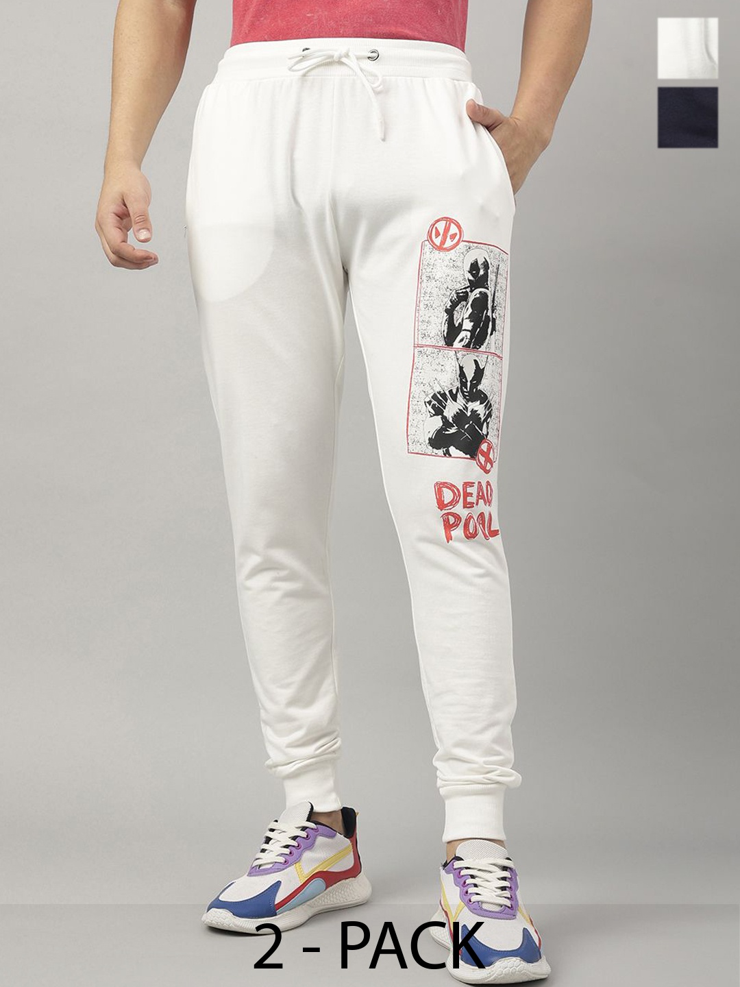 

Free Authority Men Pack Of 2 Avenger Printed Joggers, White