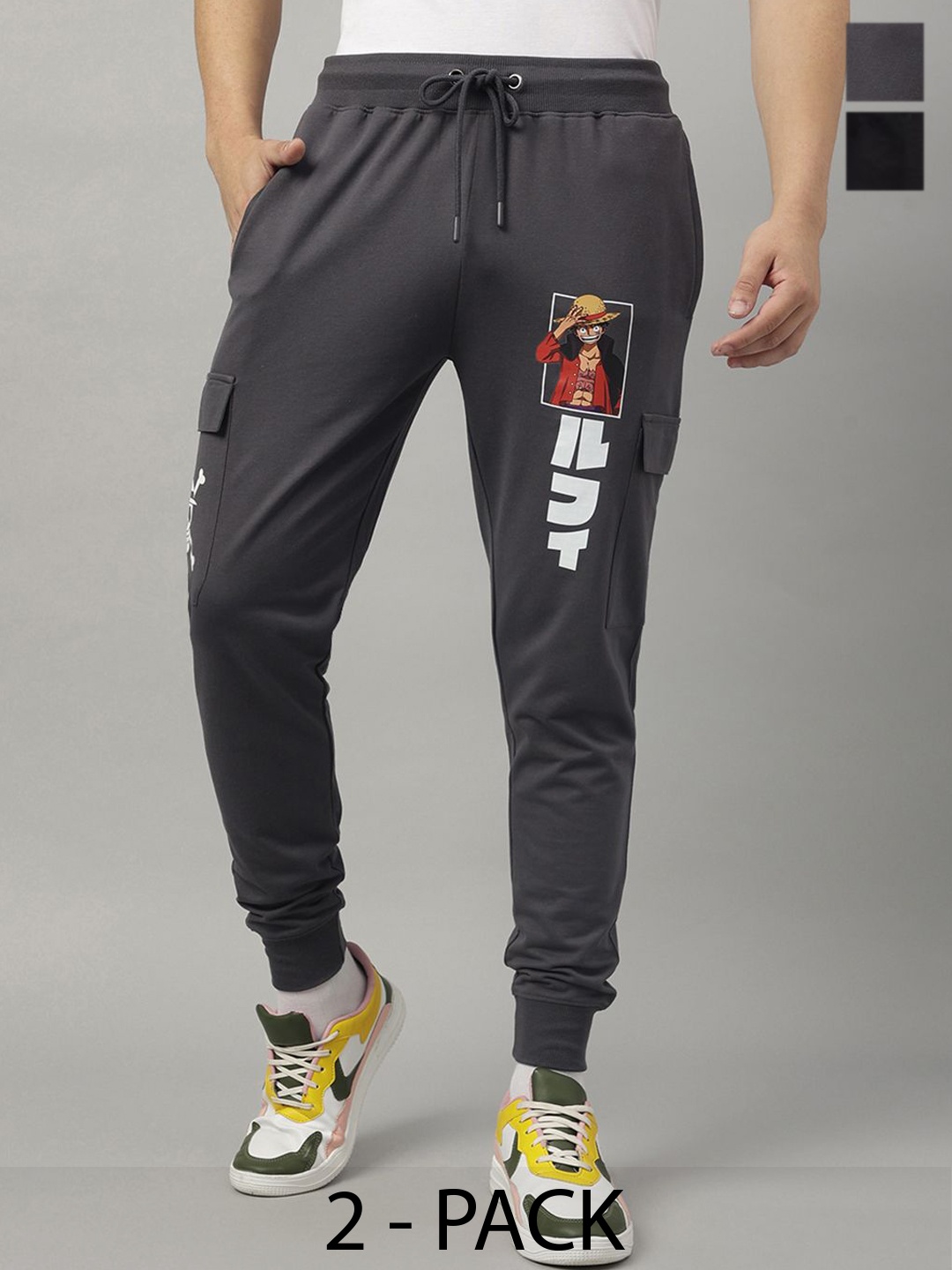 

Free Authority Men Pack of 2 Printed Joggers With Shorts, Grey