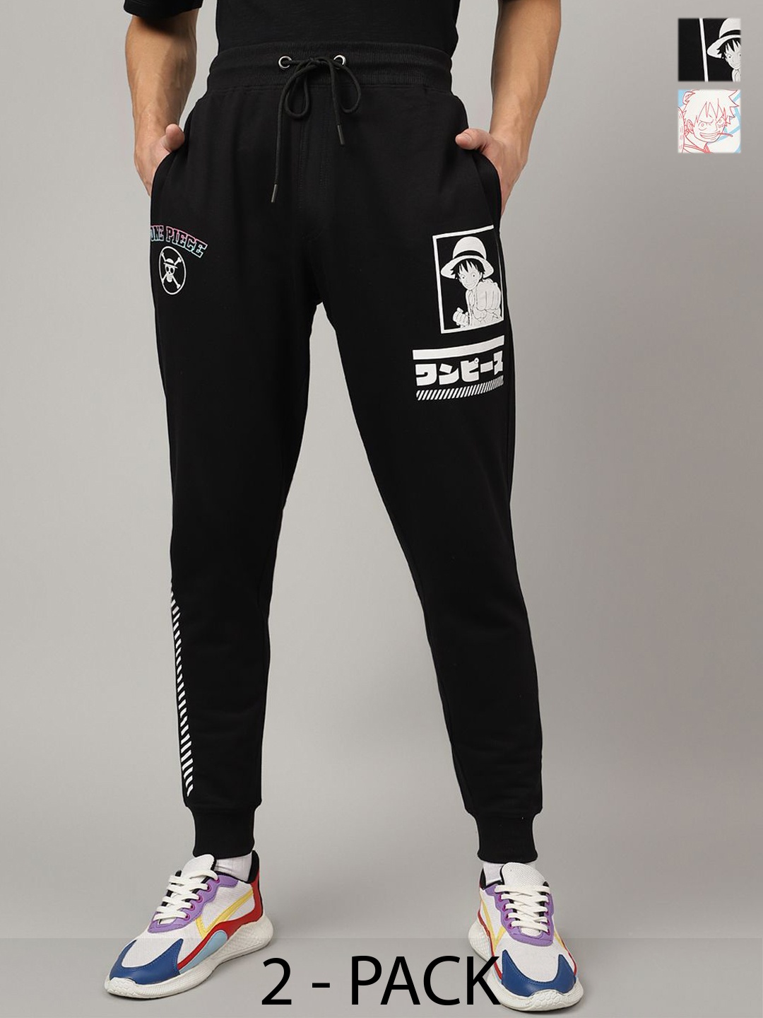 

Free Authority Men Pack Of 2 Printed Joggers and Shorts, Black