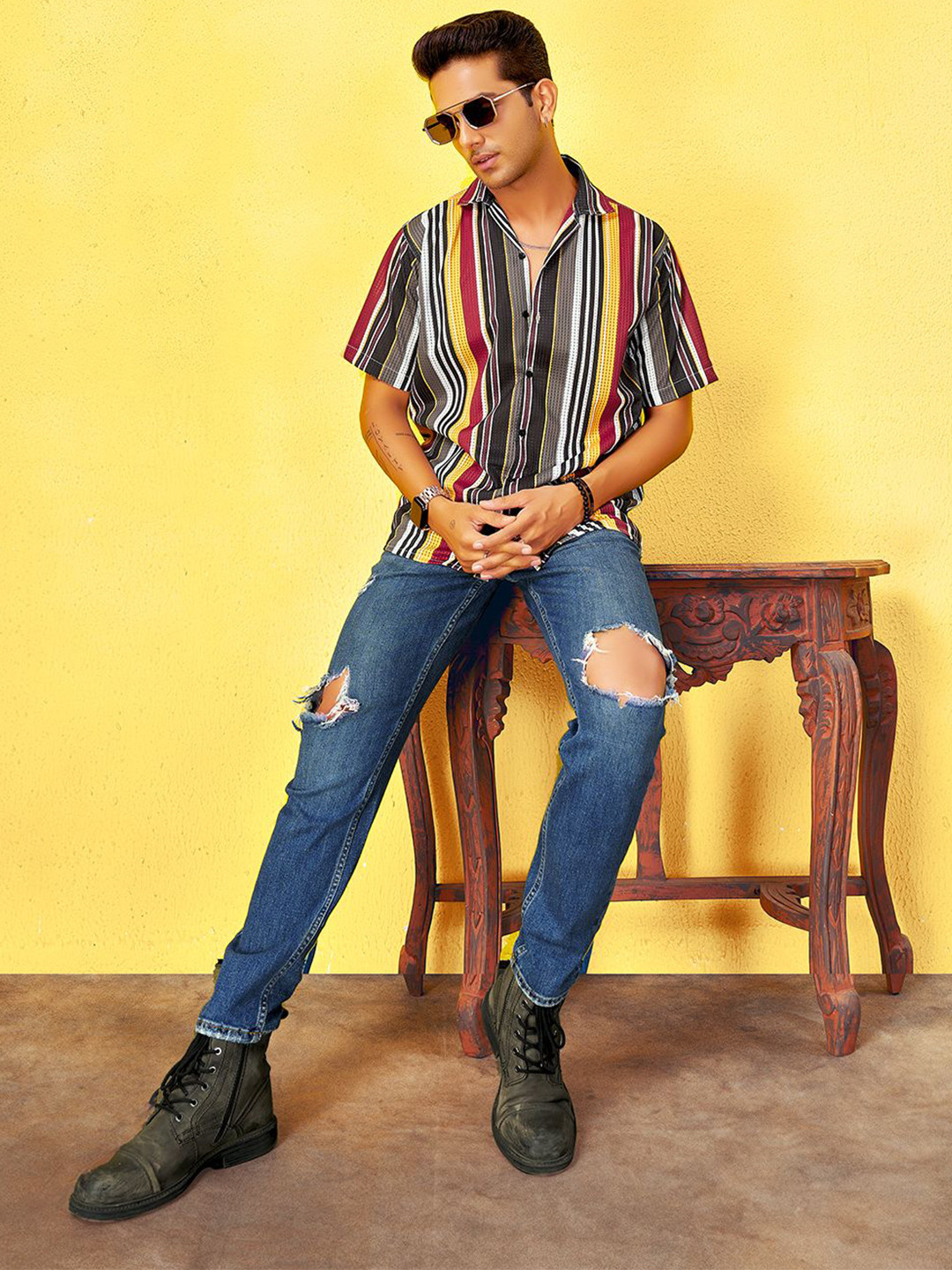 

HARPITA Men Comfort Semi Sheer Casual Shirt, Multi