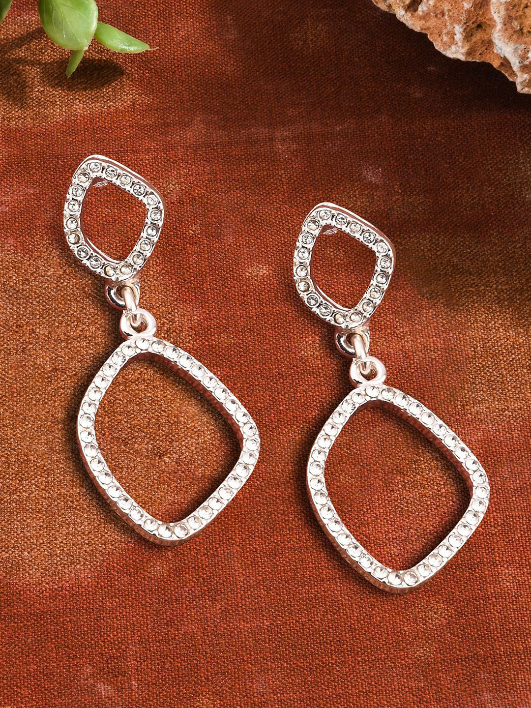 

Accessorize Oval Shaped Crystals Drop Earrings, Silver