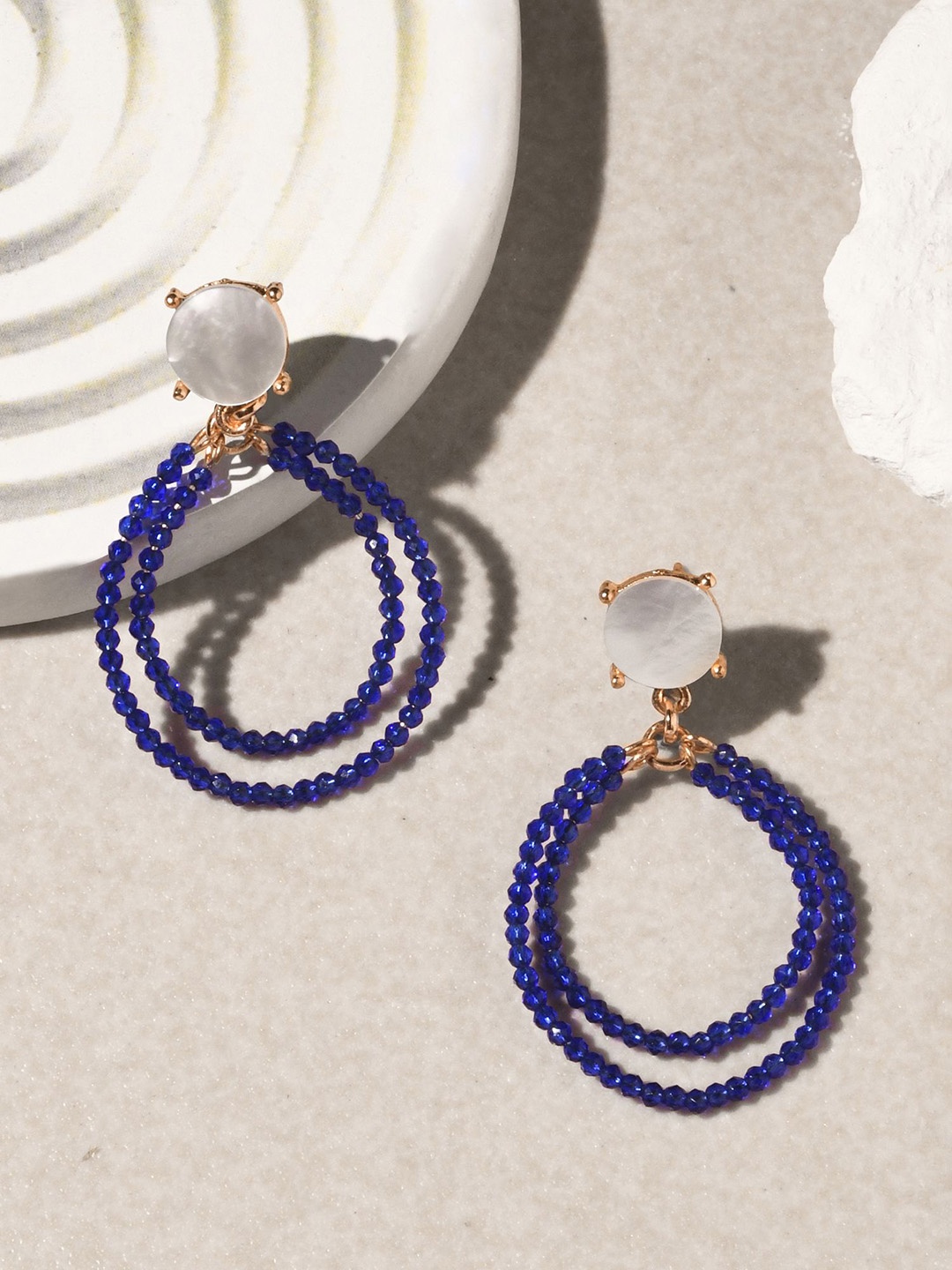 

Accessorize Beaded Circular Drop Earrings, Blue