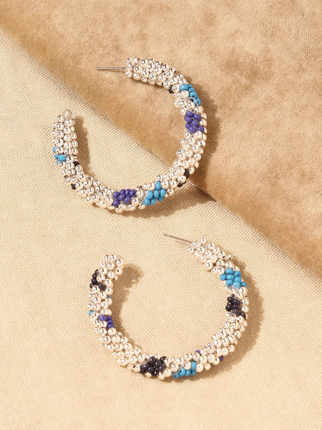 

Accessorize Beaded Circular Hoop Earrings, Blue