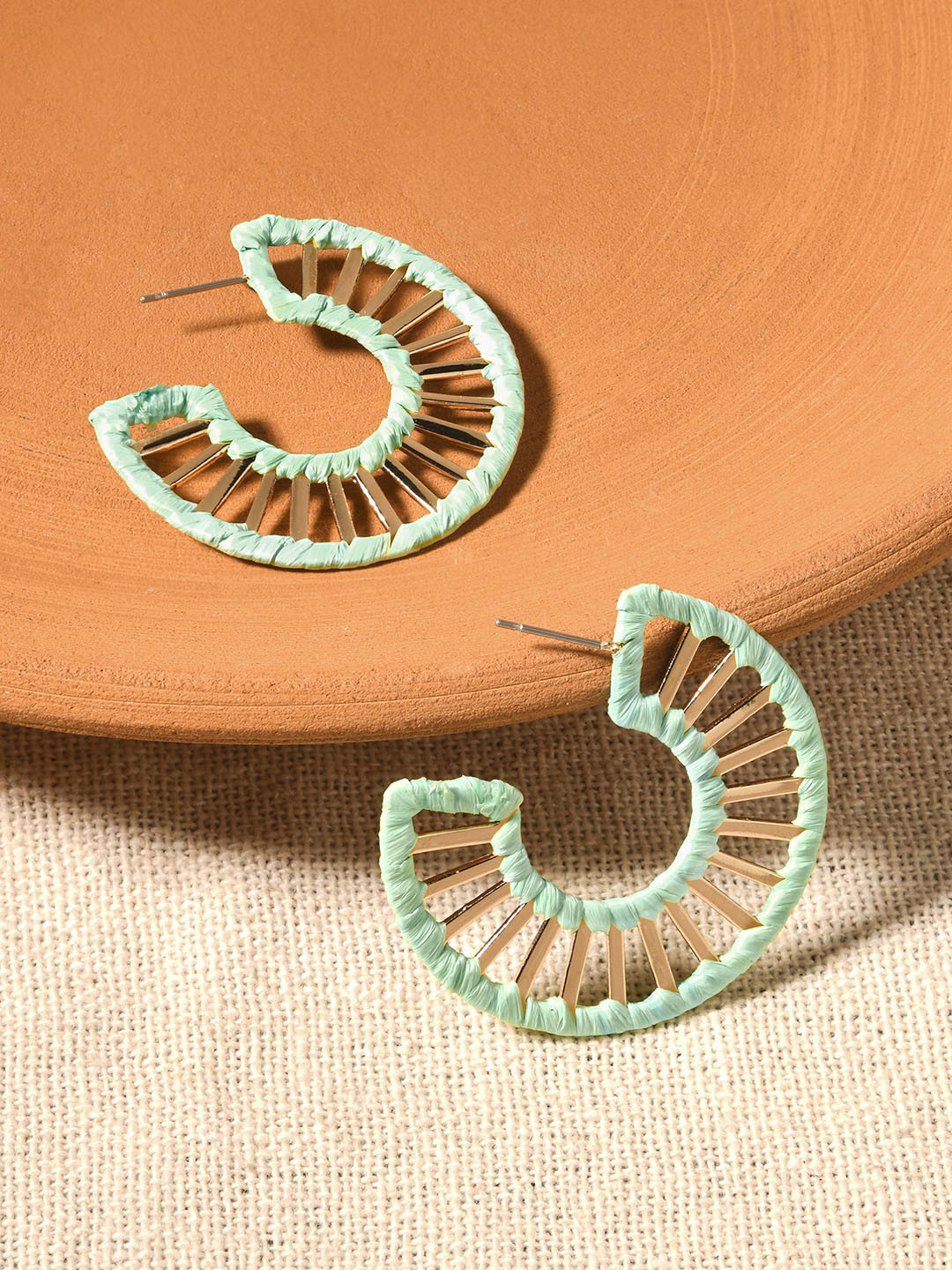 

Accessorize Circular Half Hoop Earrings, Green