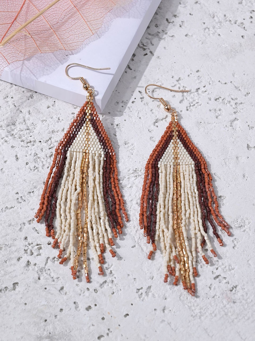 

Accessorize Beaded Contemporary Tasselled Drop Earrings, Rust