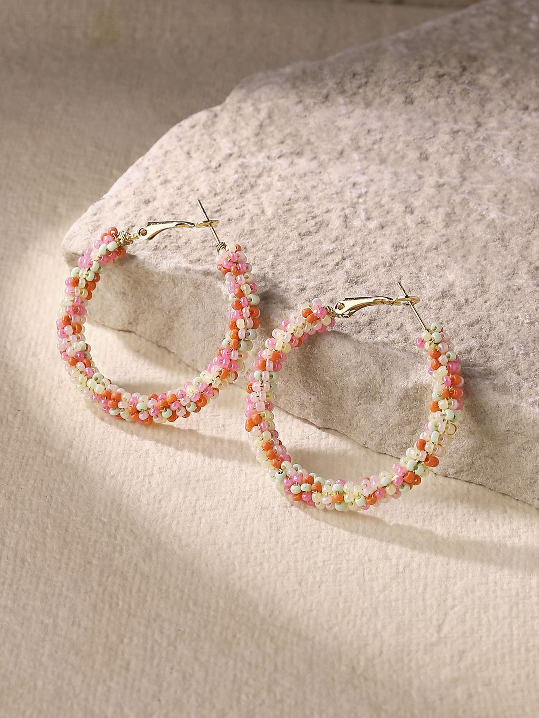 

Accessorize Beaded Circular Hoop Earrings, Gold