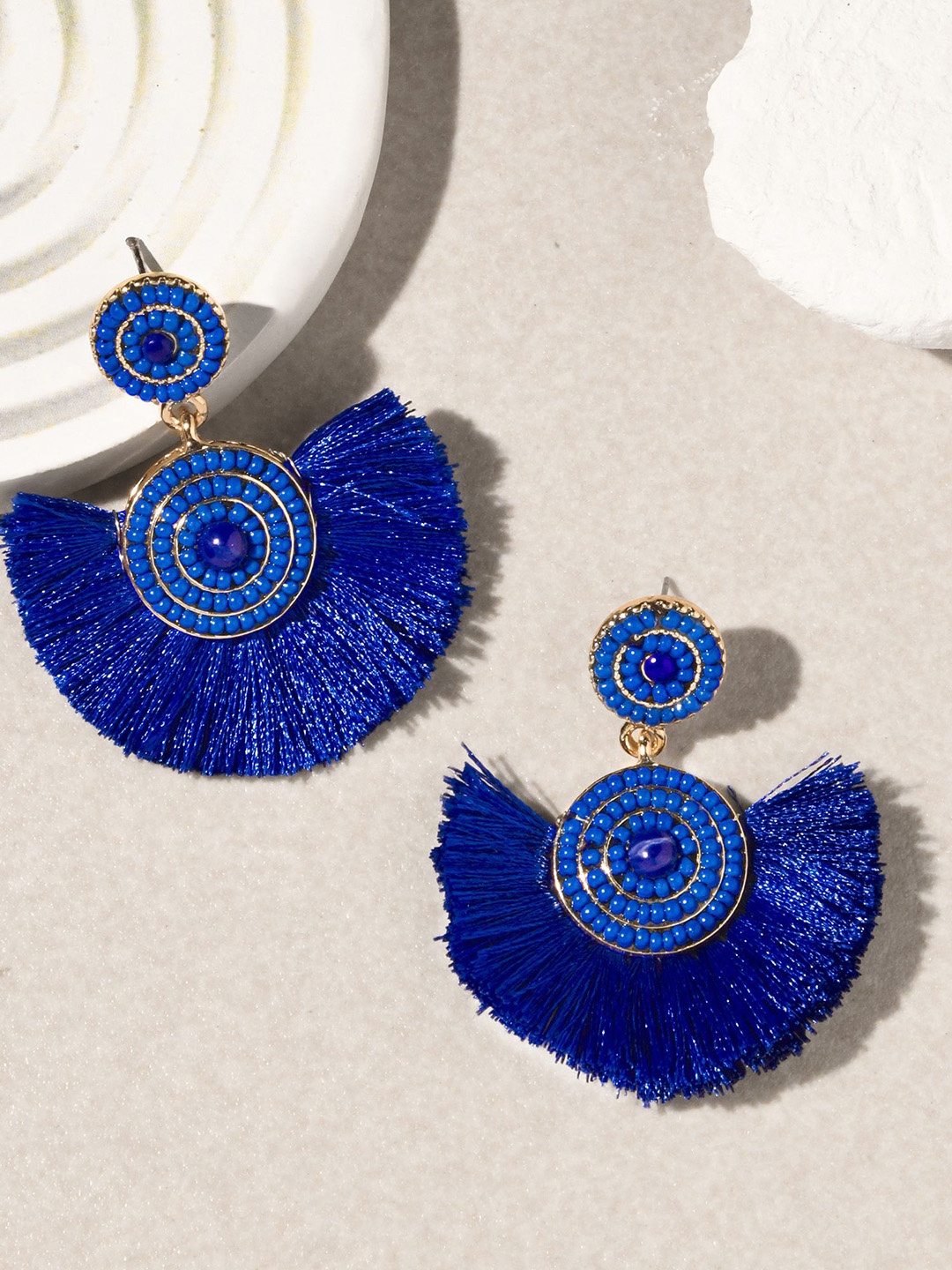 

Accessorize Artificial Beads Circular Drop Earrings, Blue