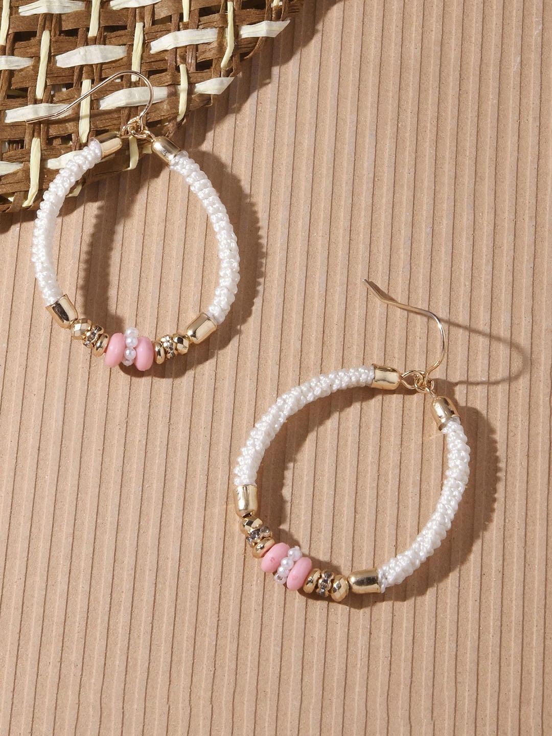 

Accessorize Beaded Circular Hoop Earrings, Gold