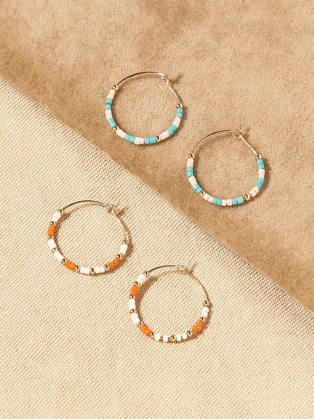 

Accessorize Set Of 2 Beaded Circular Hoop Earrings, Gold