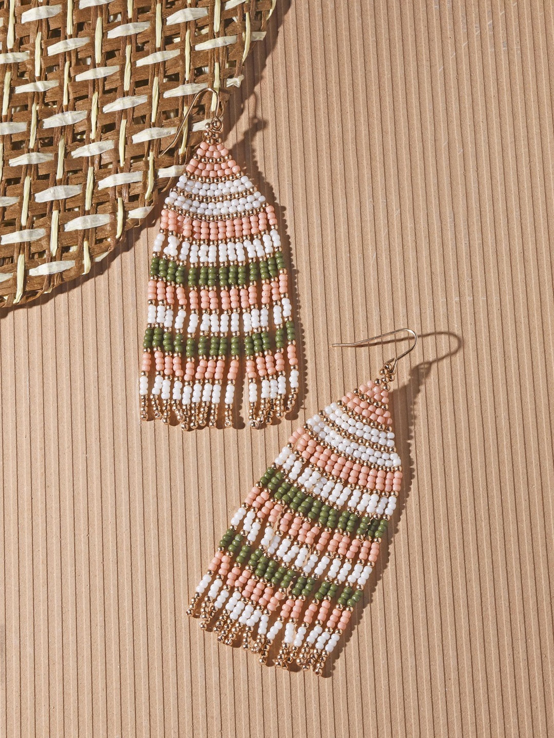 

Accessorize Beaded Contemporary Drop Earrings, Gold