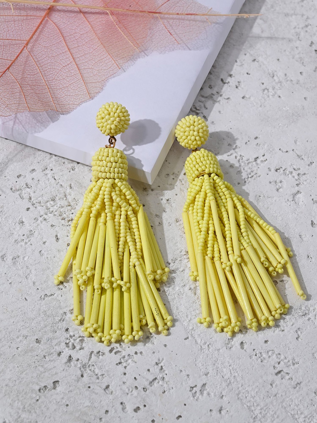 

Accessorize Beaded Circular Drop Earrings With Tasselled, Yellow