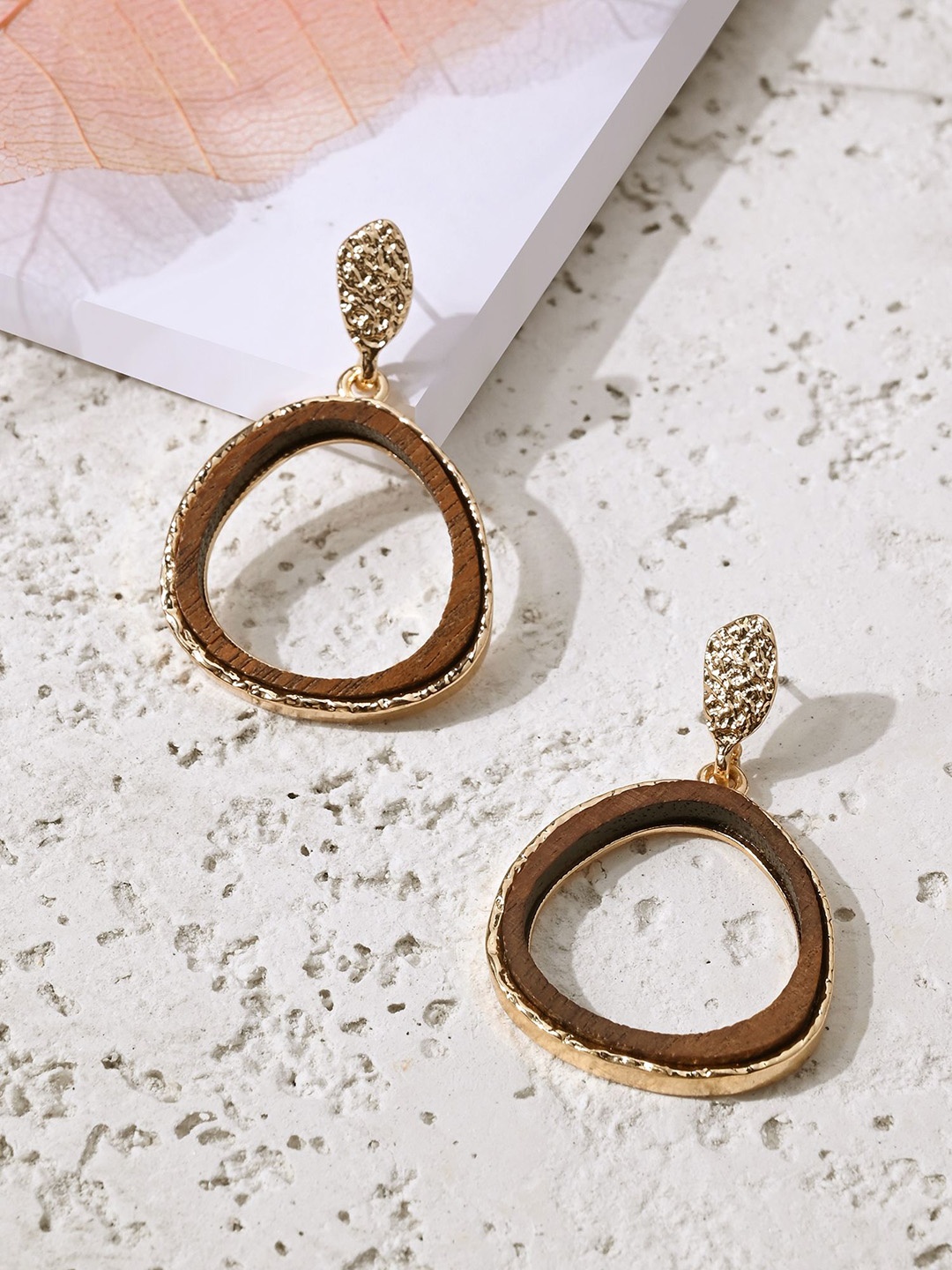 

Accessorize Wooden Circular Drop Earrings, Gold