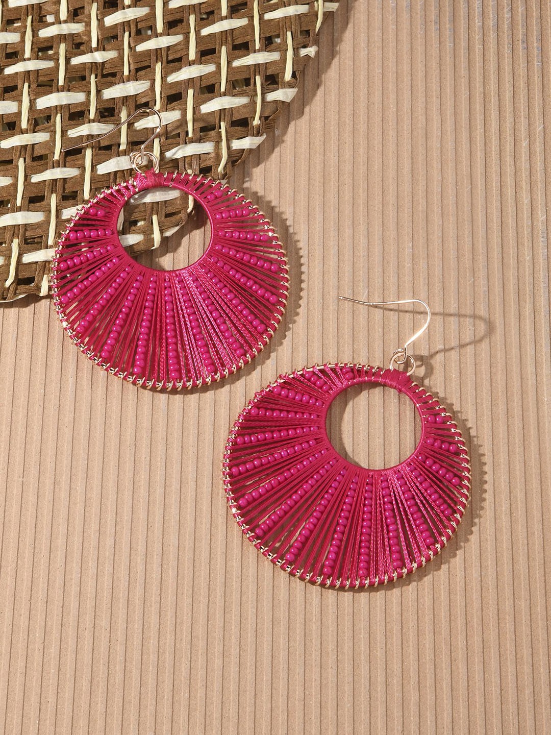 

Accessorize Thread Beaded Circular Drop Earrings, Gold