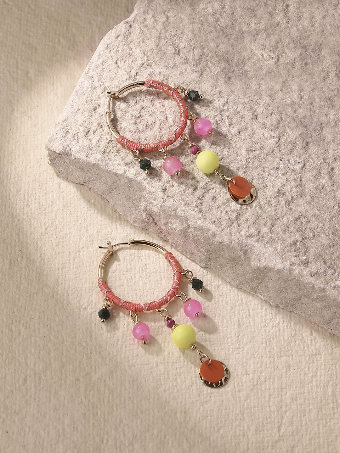 

Accessorize Beaded Circular Hoop Earrings, Gold