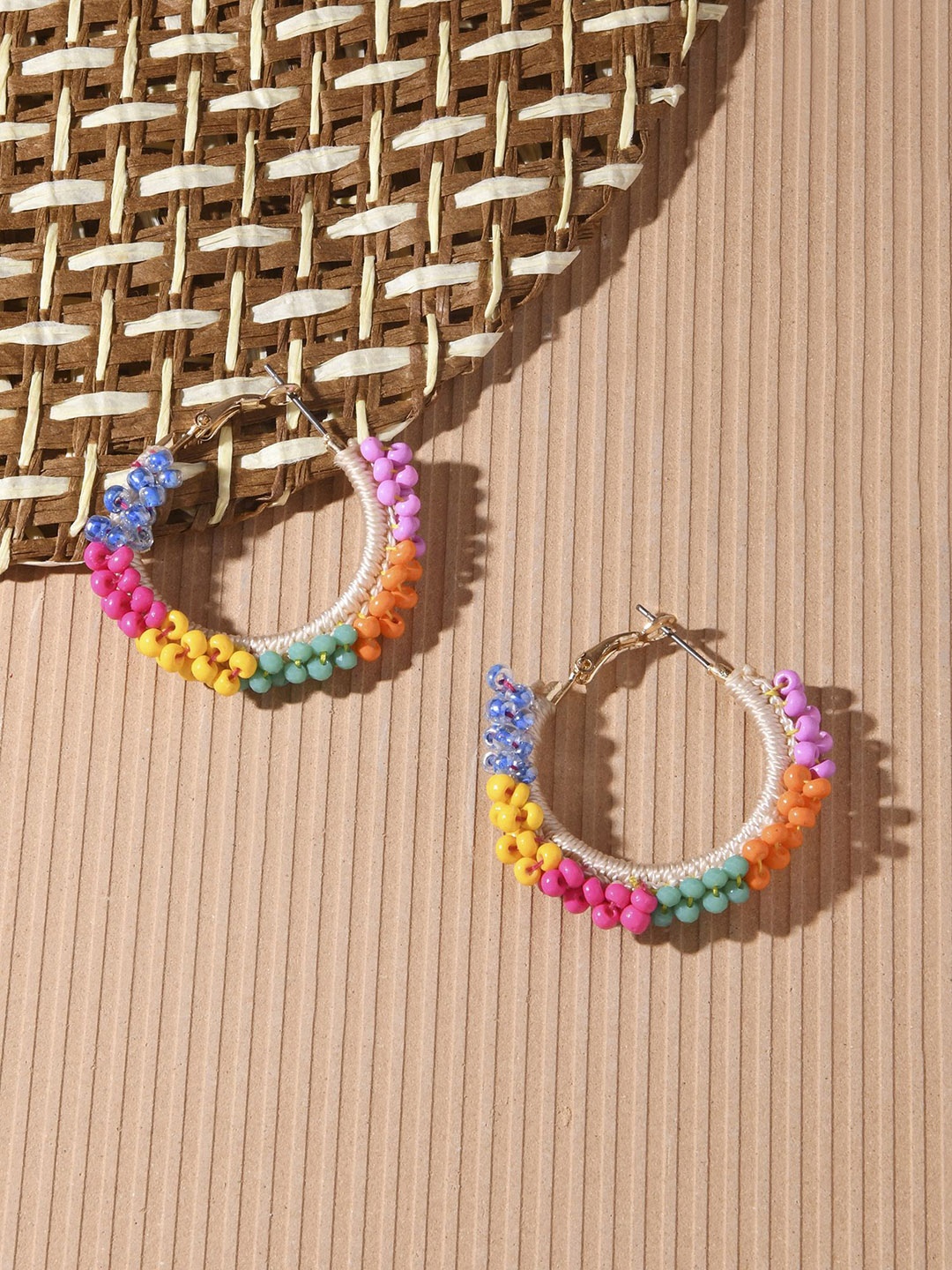 

Accessorize Beaded Circular Hoop Earrings, Gold