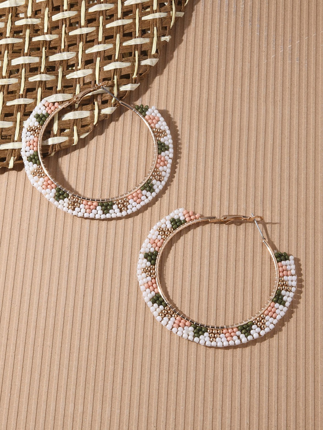 

Accessorize Beaded Circular Hoop Earrings, Gold
