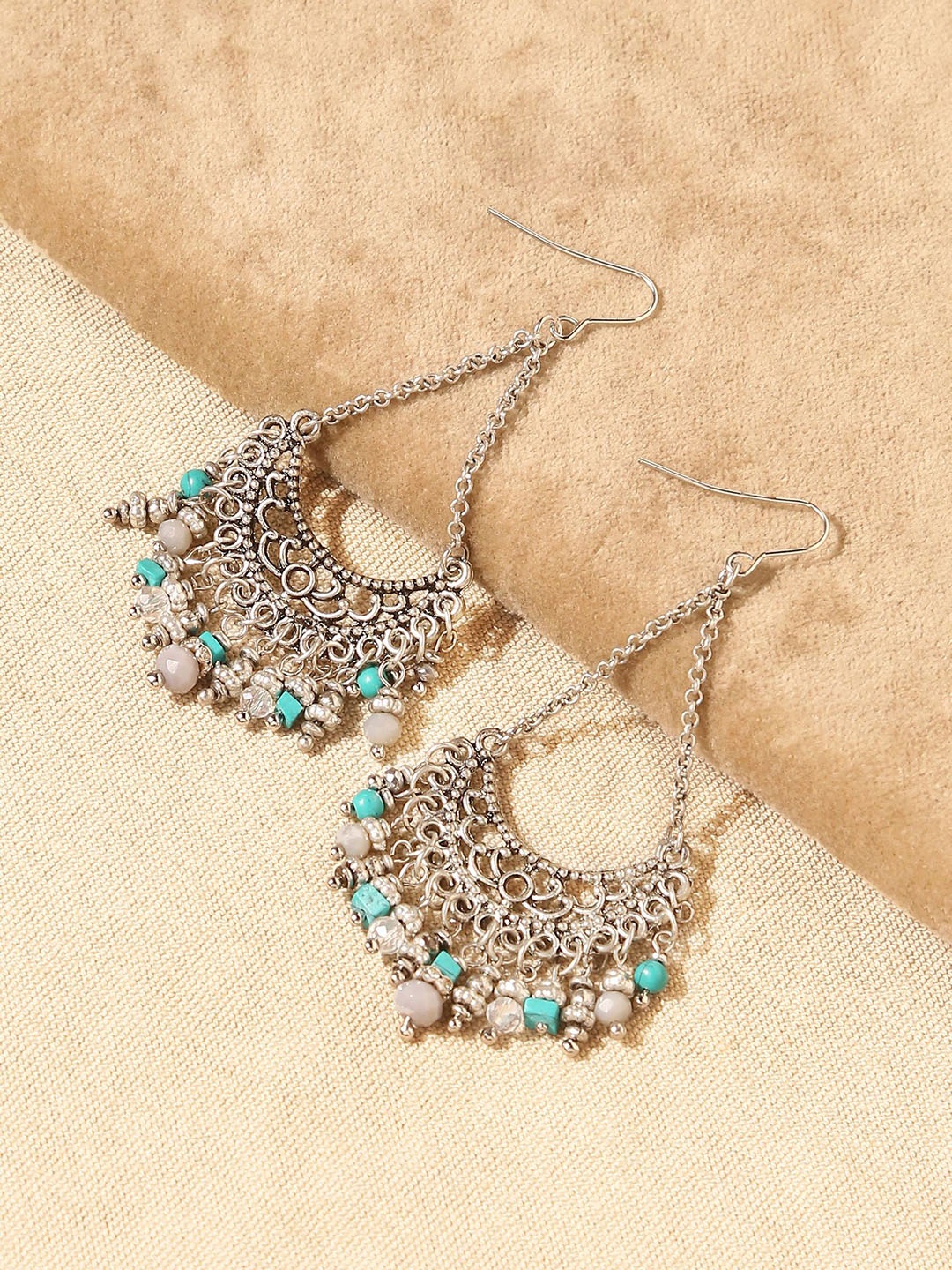 

Accessorize Circular Beaded Drop Earrings, Turquoise blue