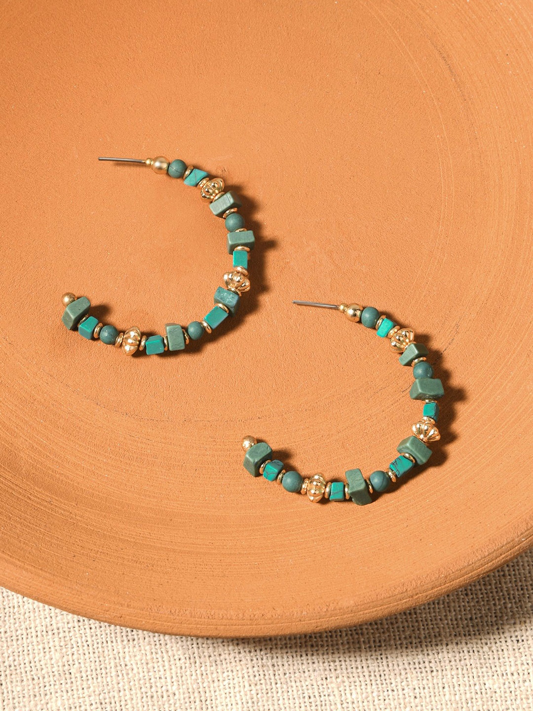 

Accessorize Circular Beaded Half Hoop Earrings, Teal