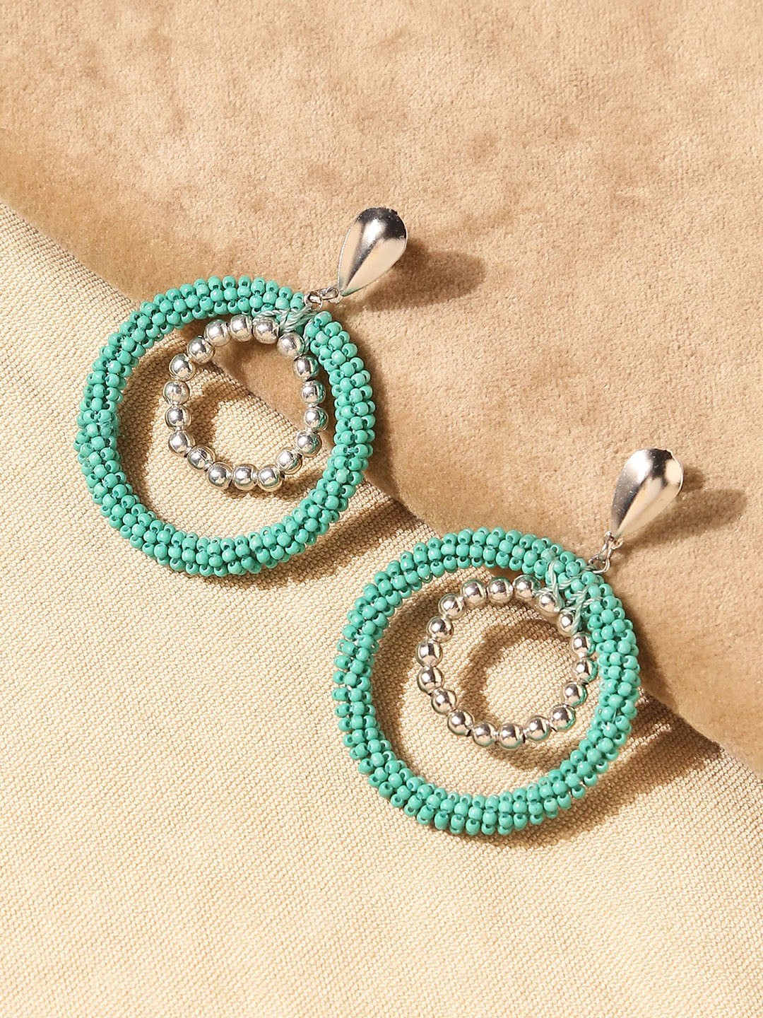 

Accessorize Beaded Circular Drop Earrings, Turquoise blue