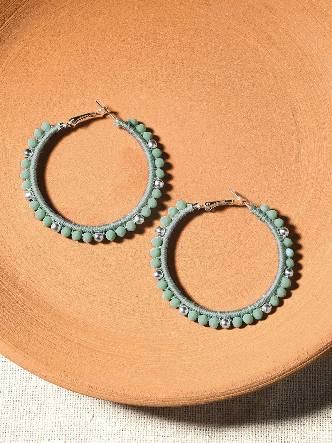 

Accessorize Beaded Circular Hoop Earrings, Turquoise blue