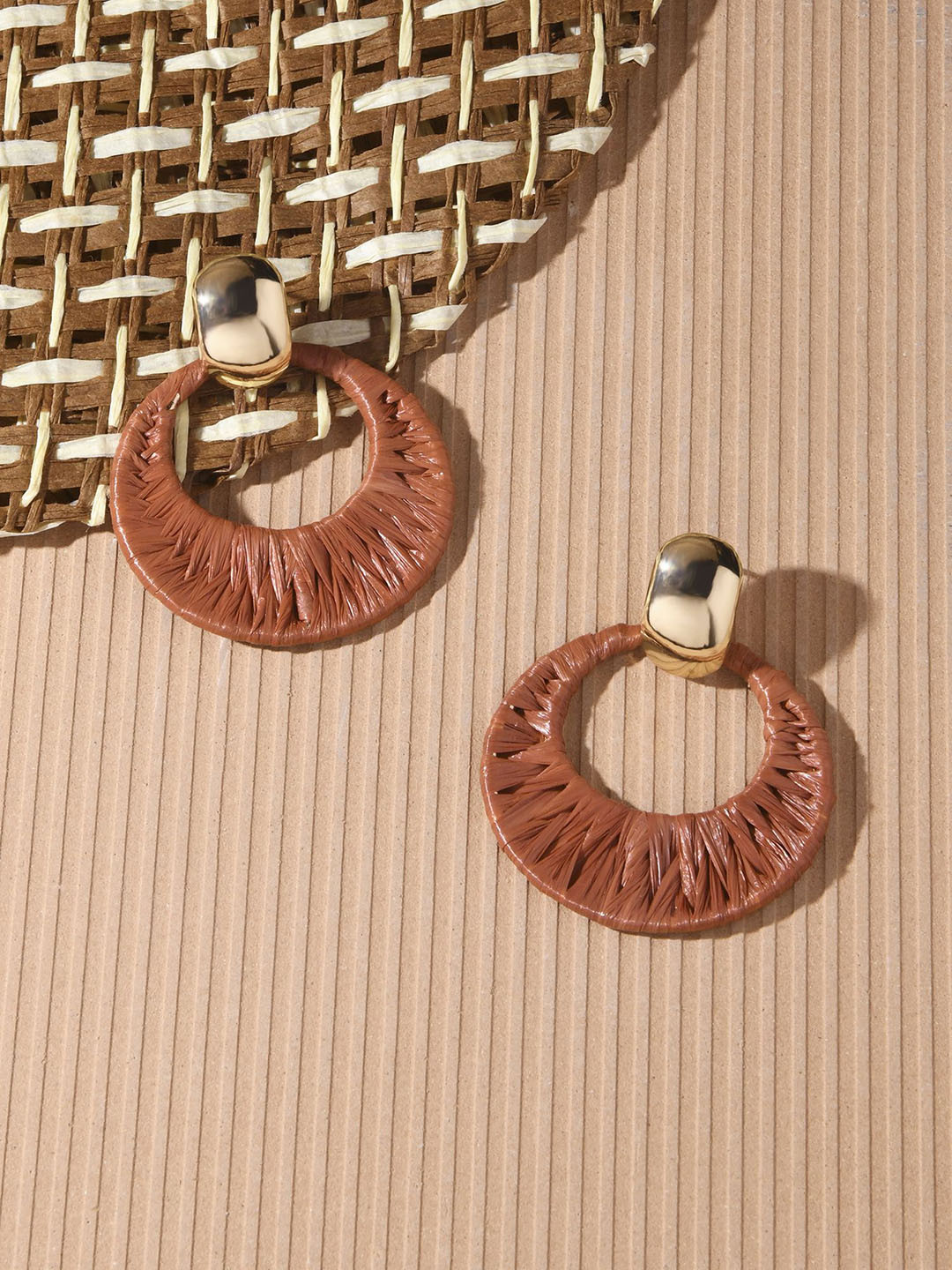 

Accessorize Stone-Studed Circular Drop Earrings, Rust