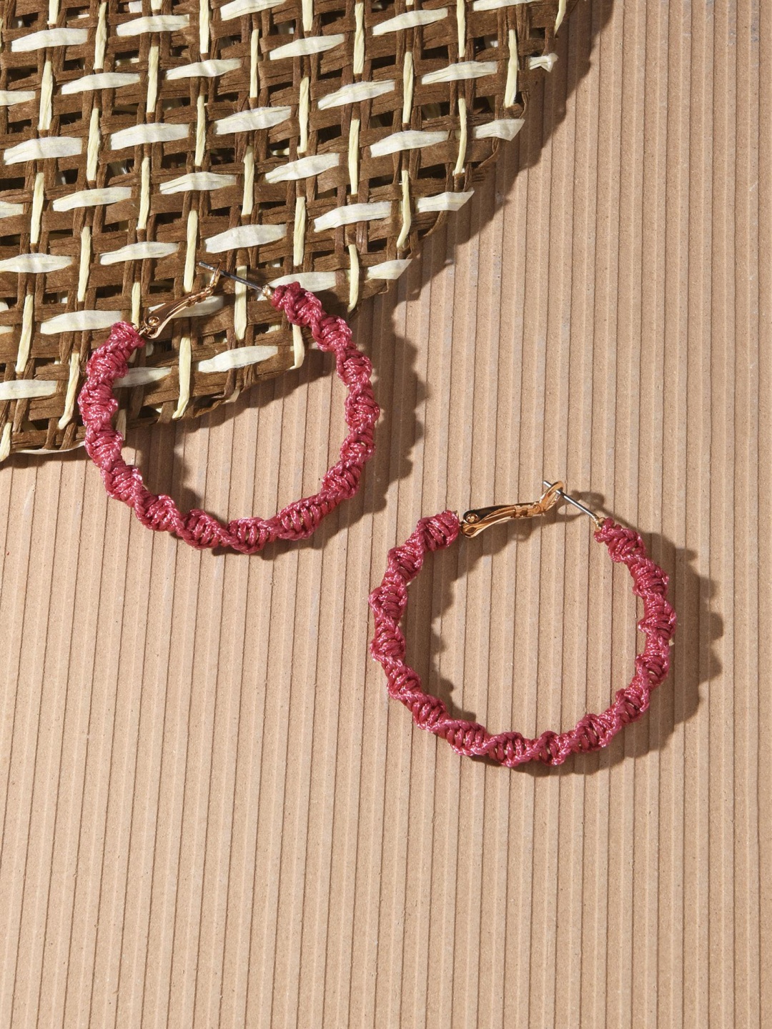 

Accessorize Circular Twist Thread Hoop Earrings, Pink