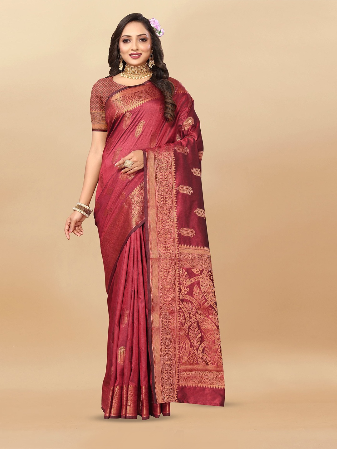 

Upalksh Woven Design Zari Banarasi Saree, Red