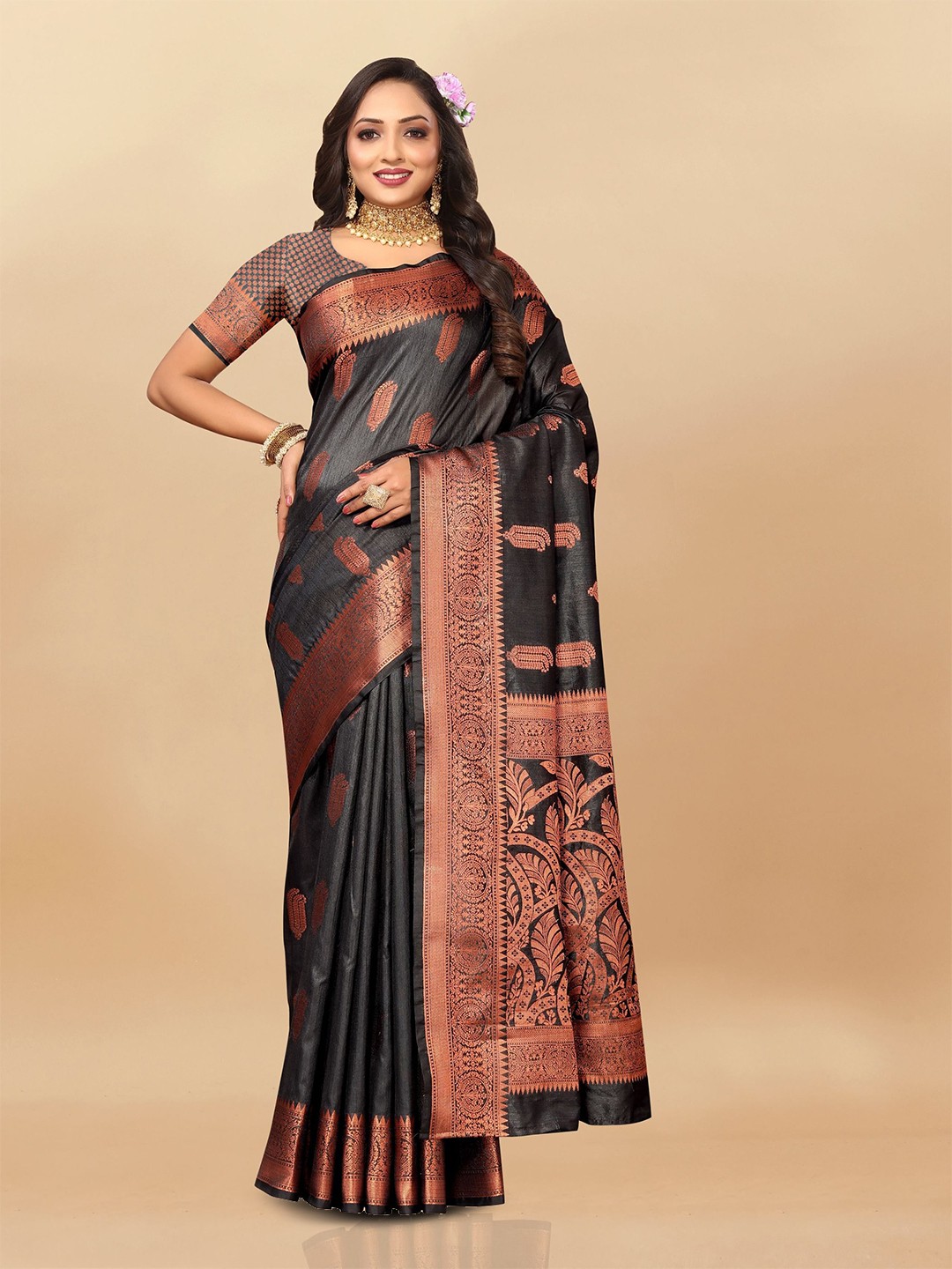 

Upalksh Woven Design Zari Banarasi Saree, Black