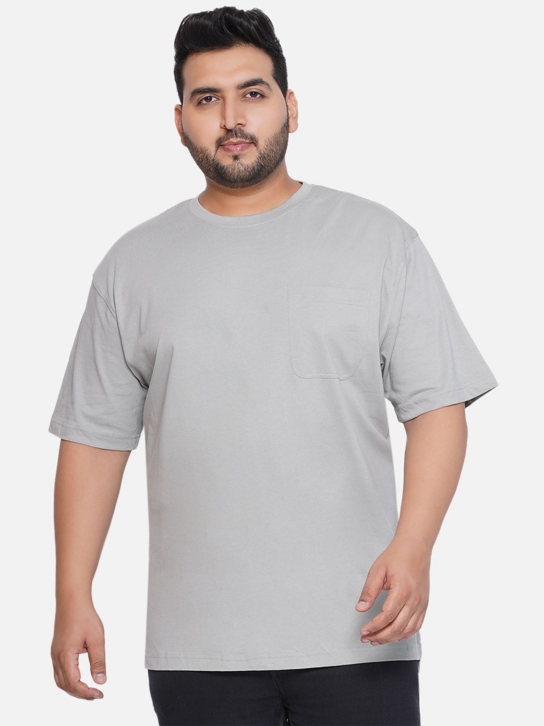 

Santonio Men Plus Size Solid Pockets T-shirt, Grey