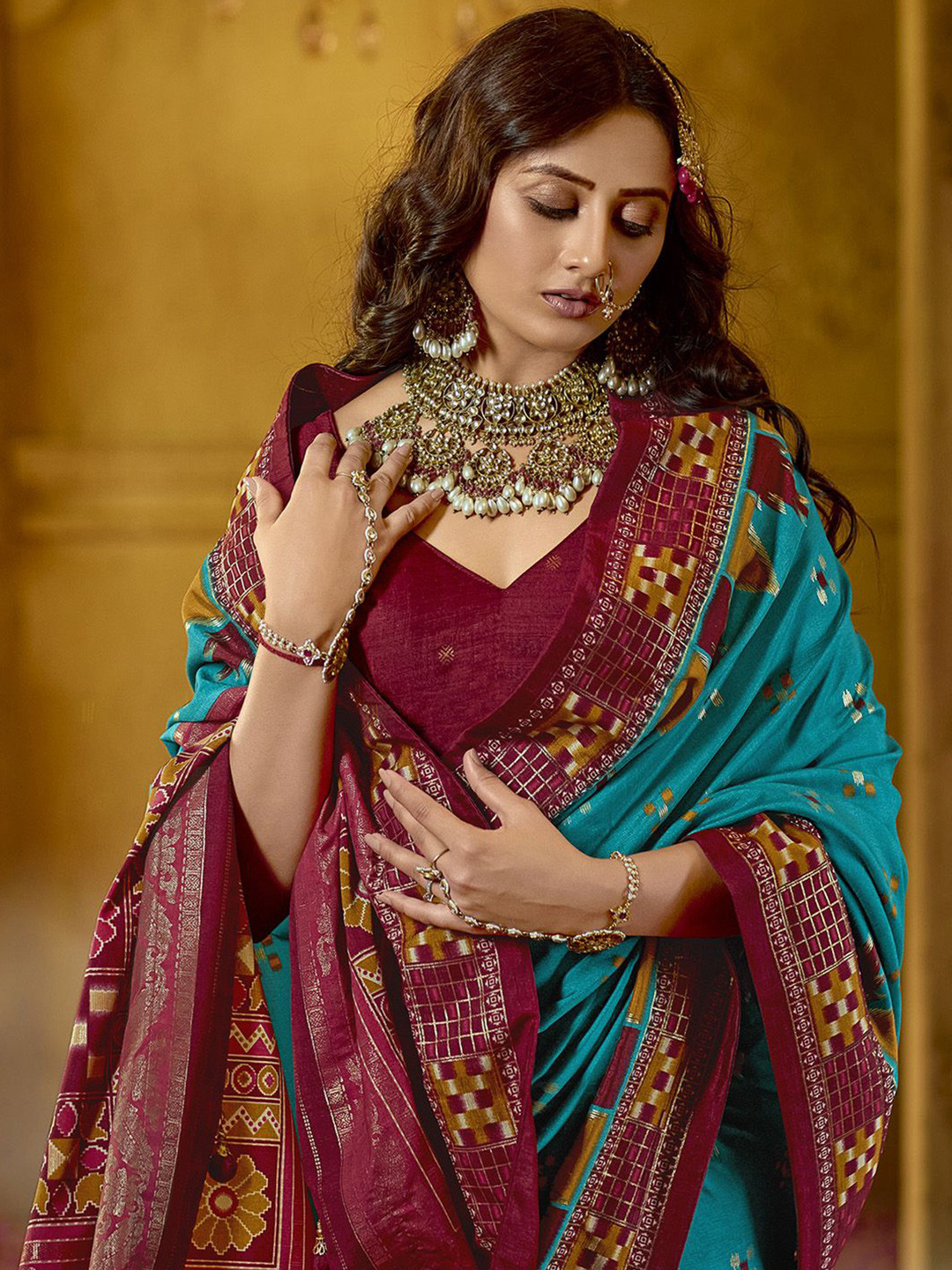 

Mitera Ethnic Motifs Tussar Saree, Blue