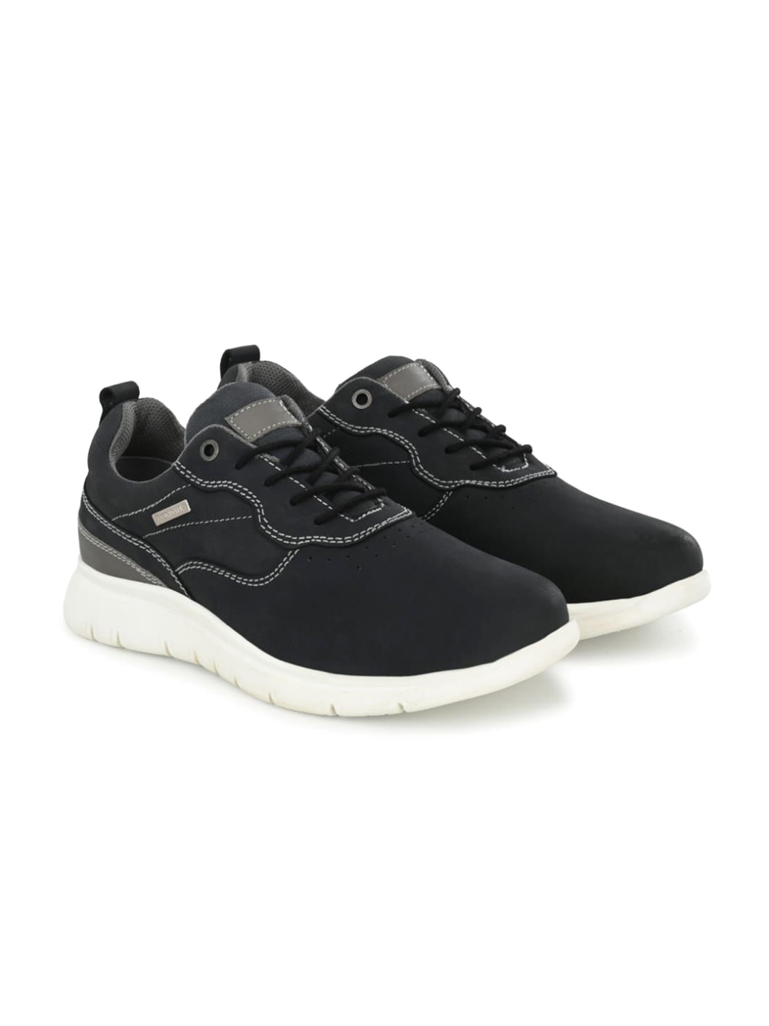 

MONDAIN Men Round Toe Leather Sneakers, Blue