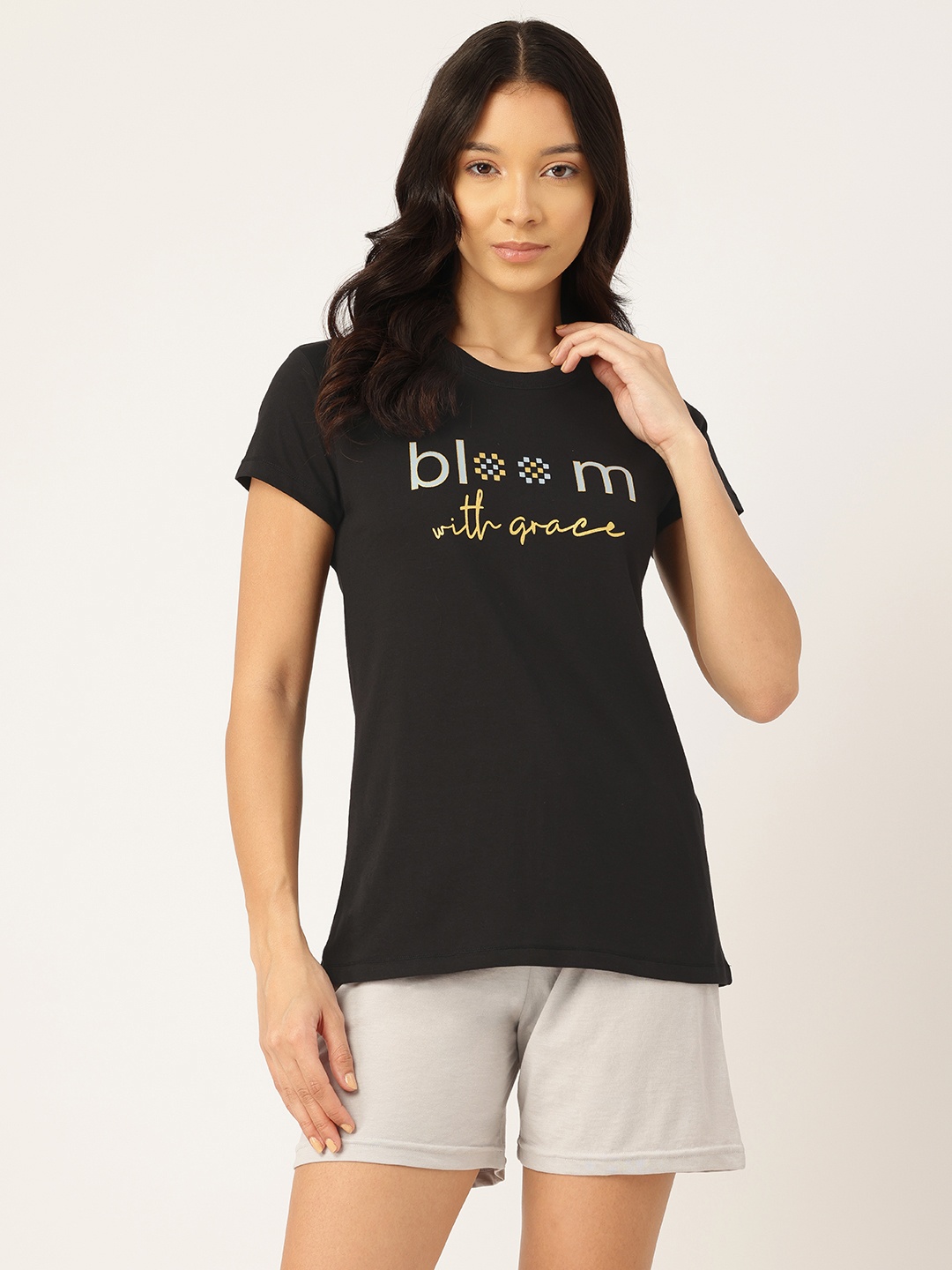 

ETC Typography Print Night Suit, Black