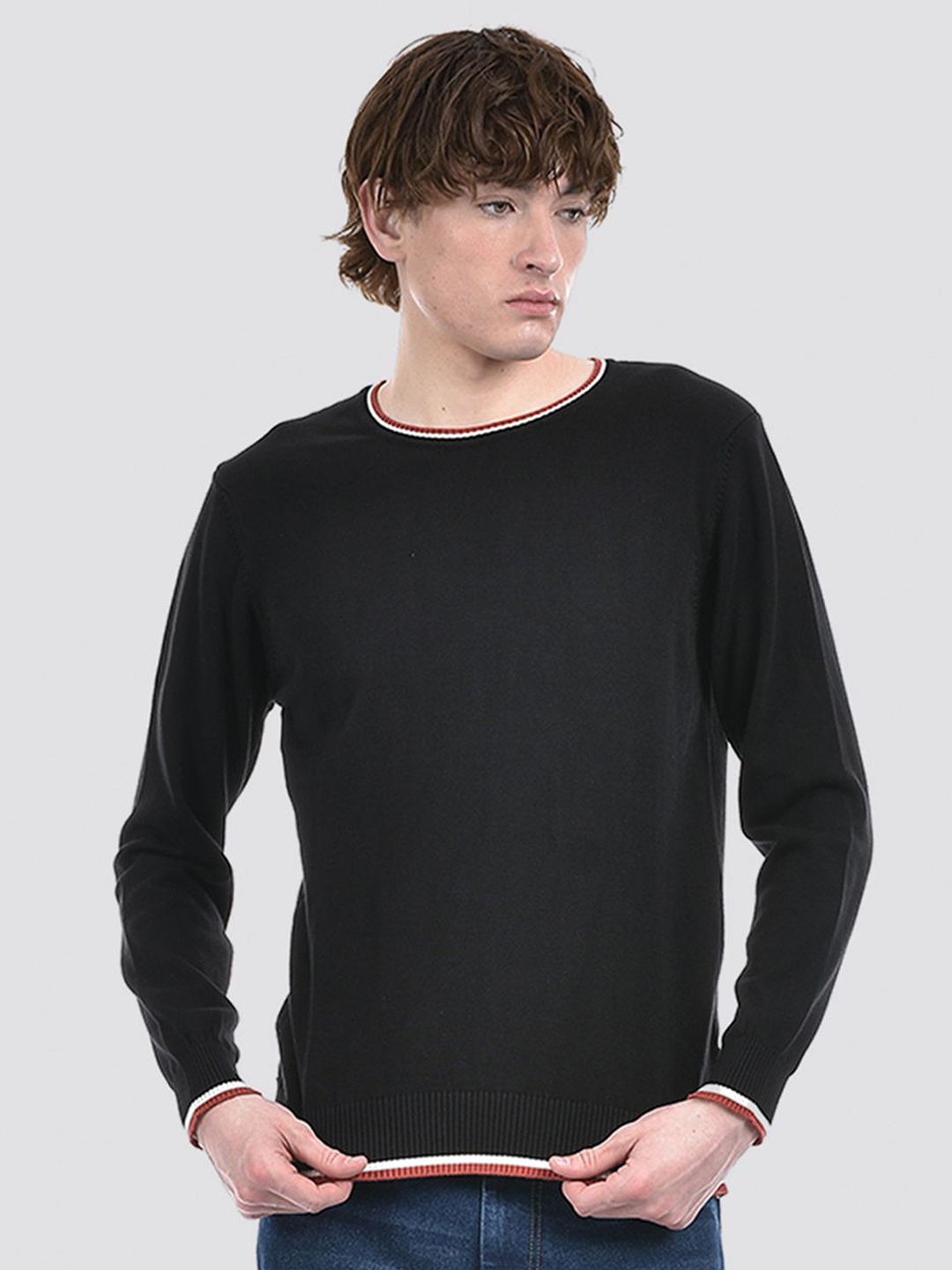 

Numero Uno Men Striped Pullover, Black