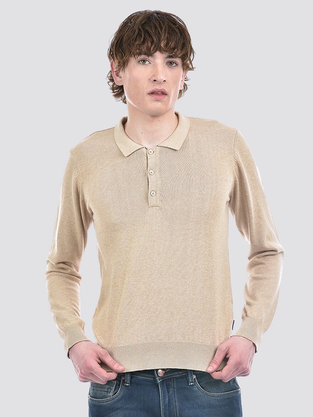 

Numero Uno Cotton solid Men Pullover, Beige