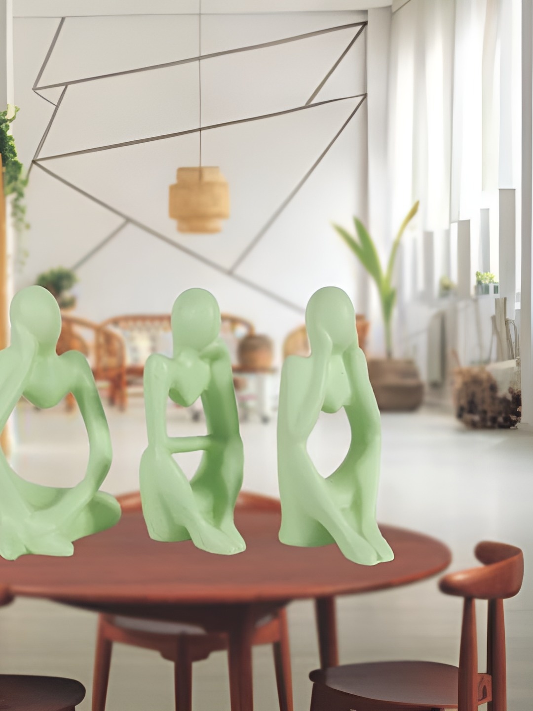 

LASAKI Lime Green 3 Pieces Ceramic Figurine Showpiece