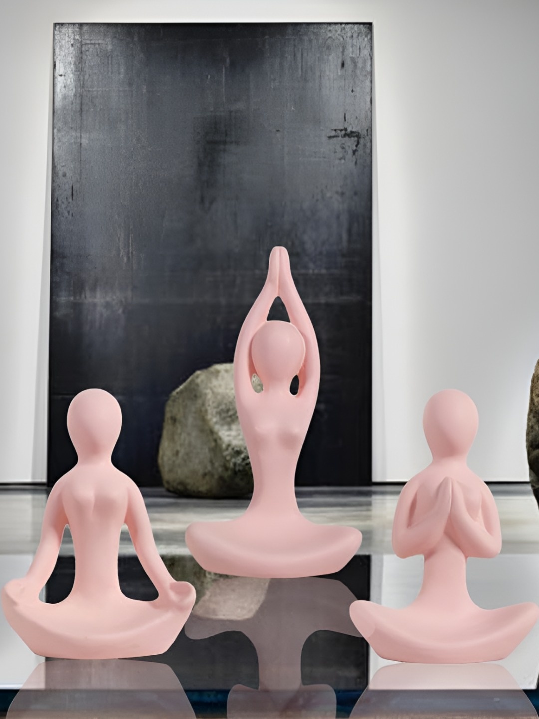 

LASAKI Pink 3 Pieces Ceramic Figurine Showpiece
