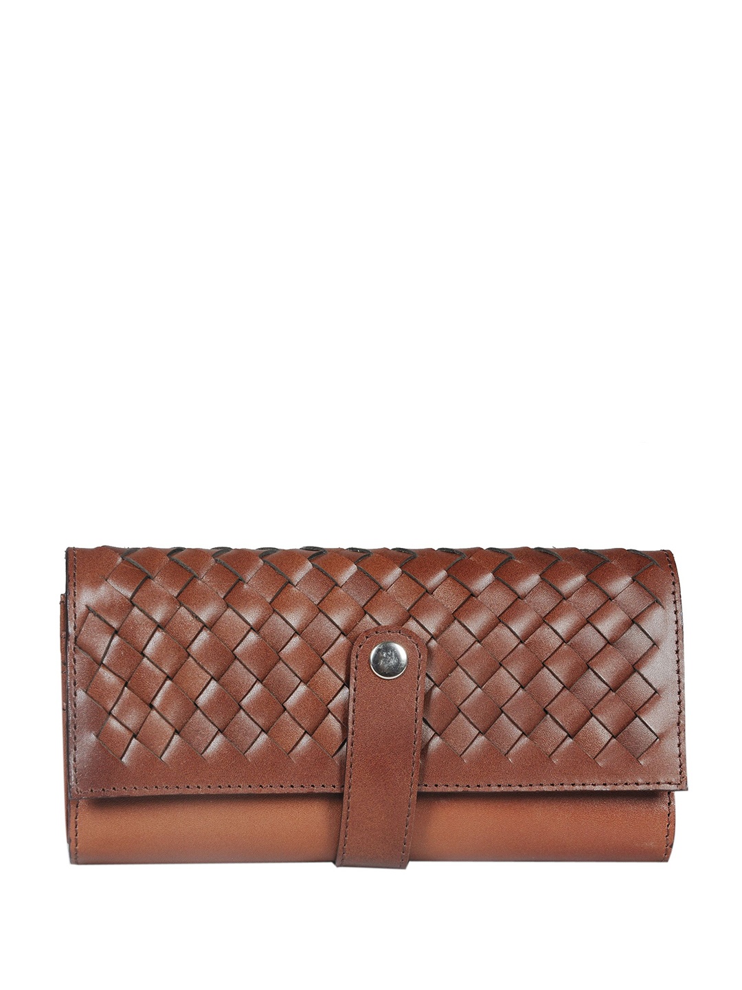 

PERKED Women Geometric Textured Genuine Leather Three Fold Wallet, Brown