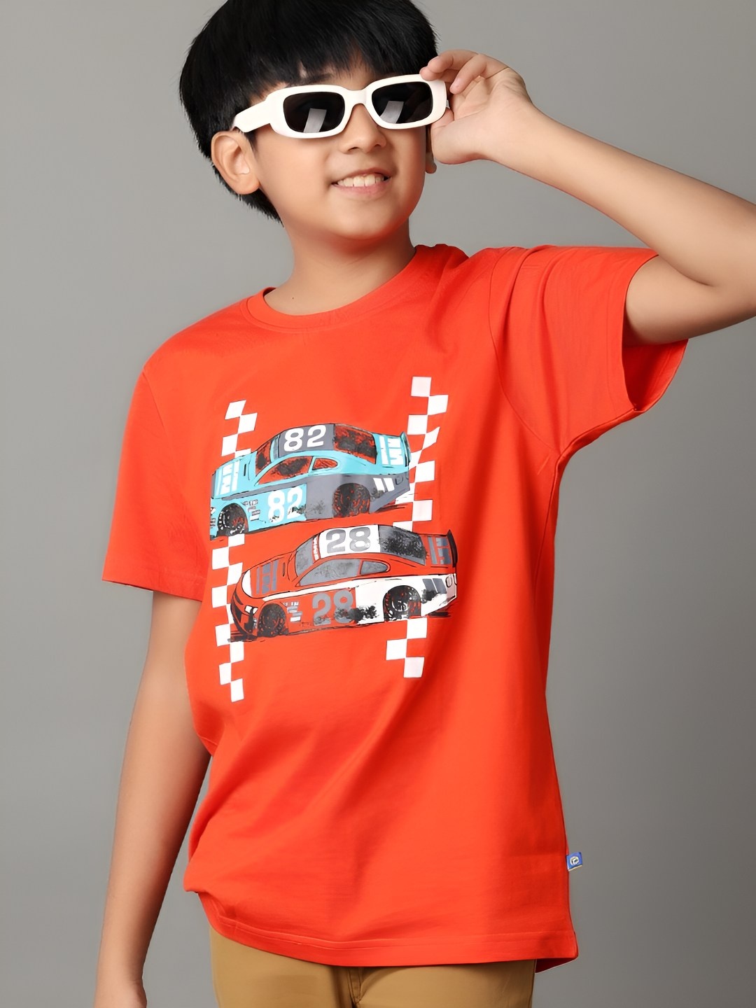 

V-Mart Boys Graphic Printed Round Neck Cotton T-shirt, Rust