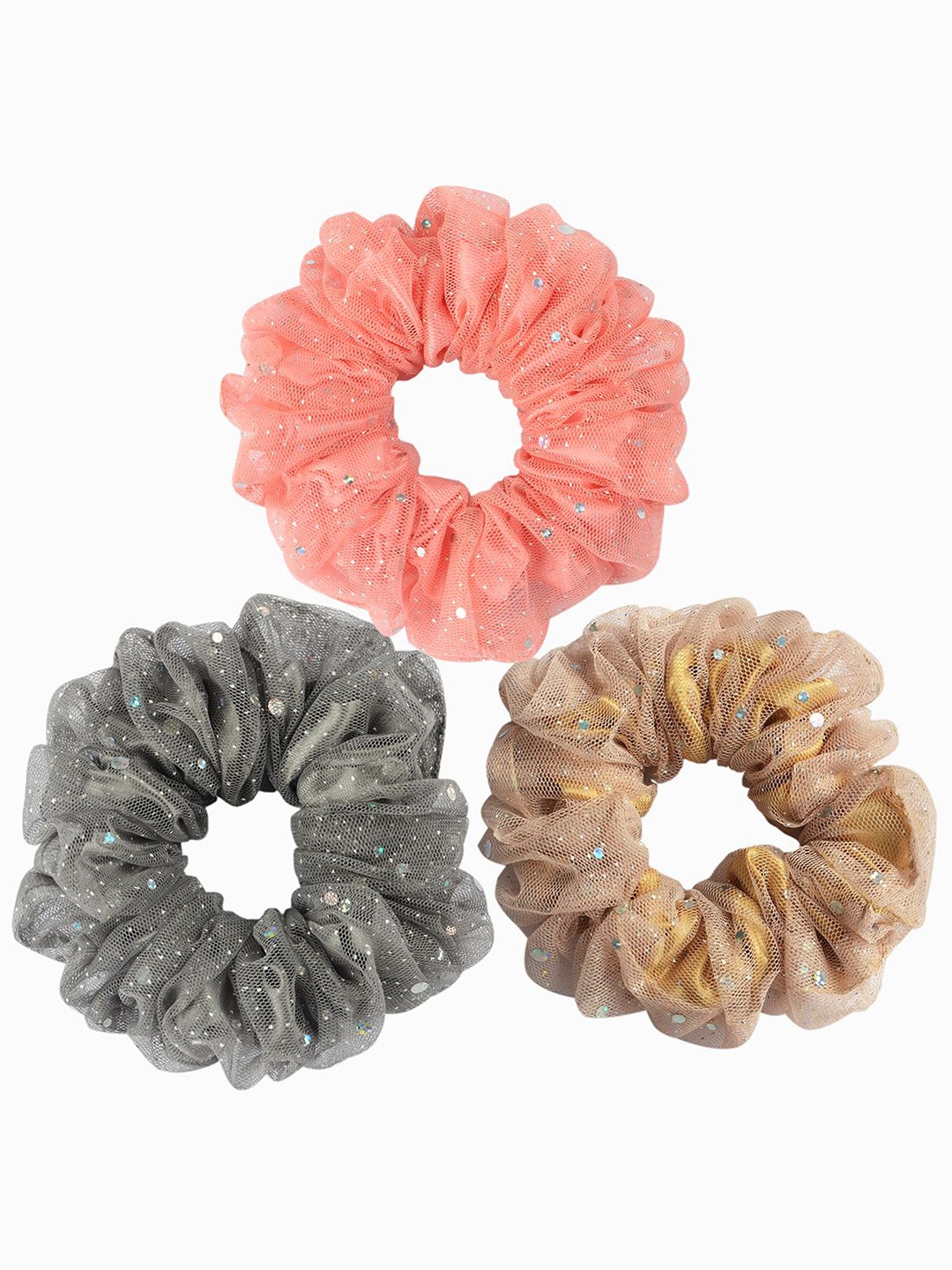

Radhu & Kabby Women Set of 3 Ponytail Holders, Grey