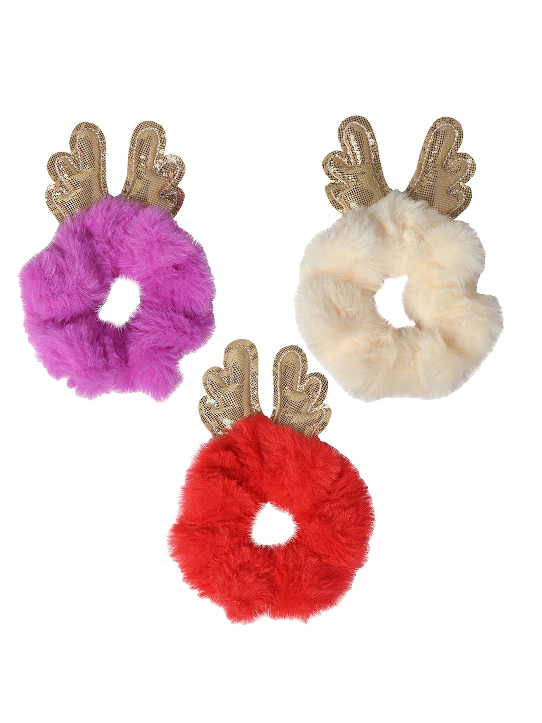 

Radhu & Kabby Women Set of 3 Ponytail Holders, Red